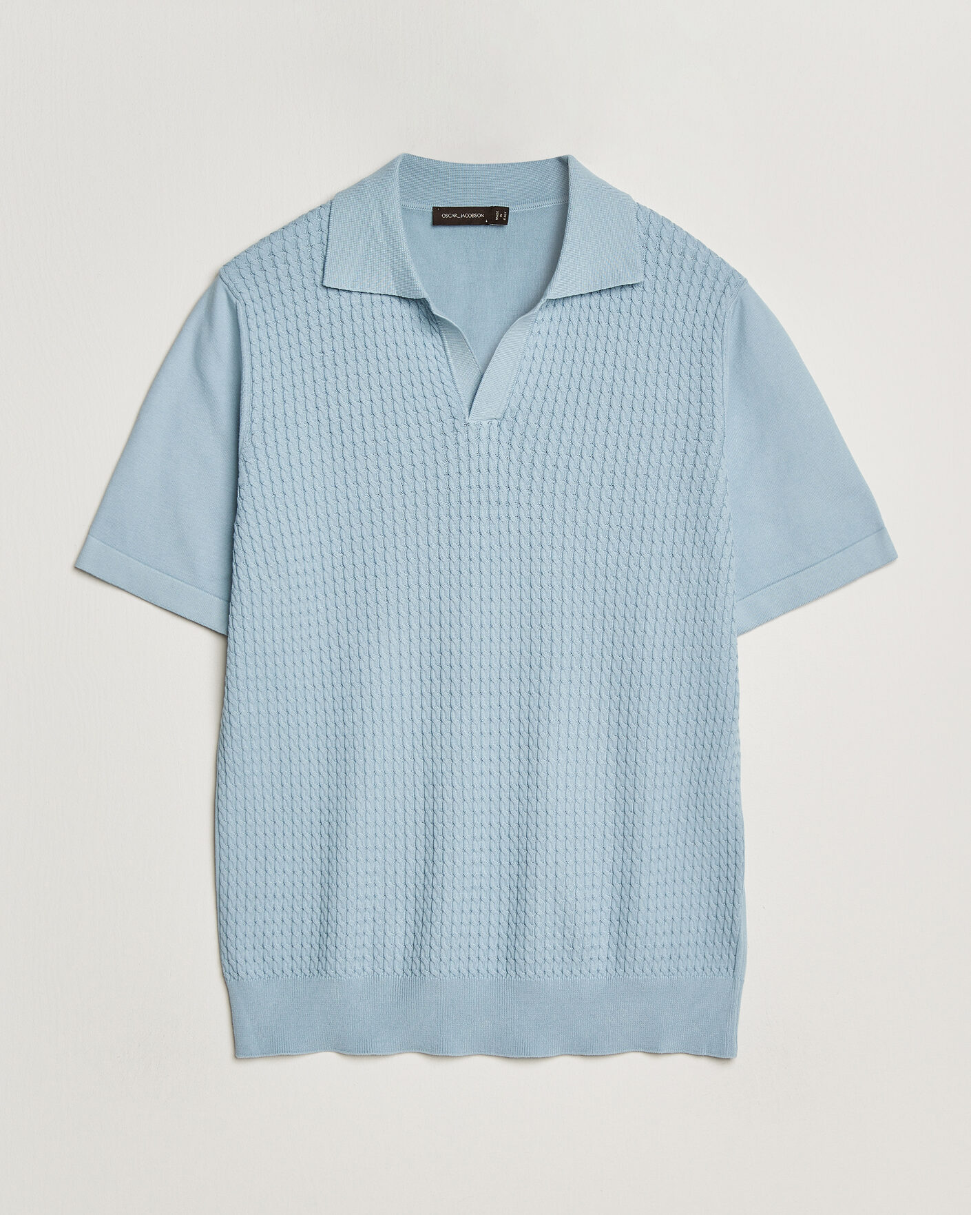 Uomini | Polo | Oscar Jacobson | Alf Structured Cotton Polo Light Blue