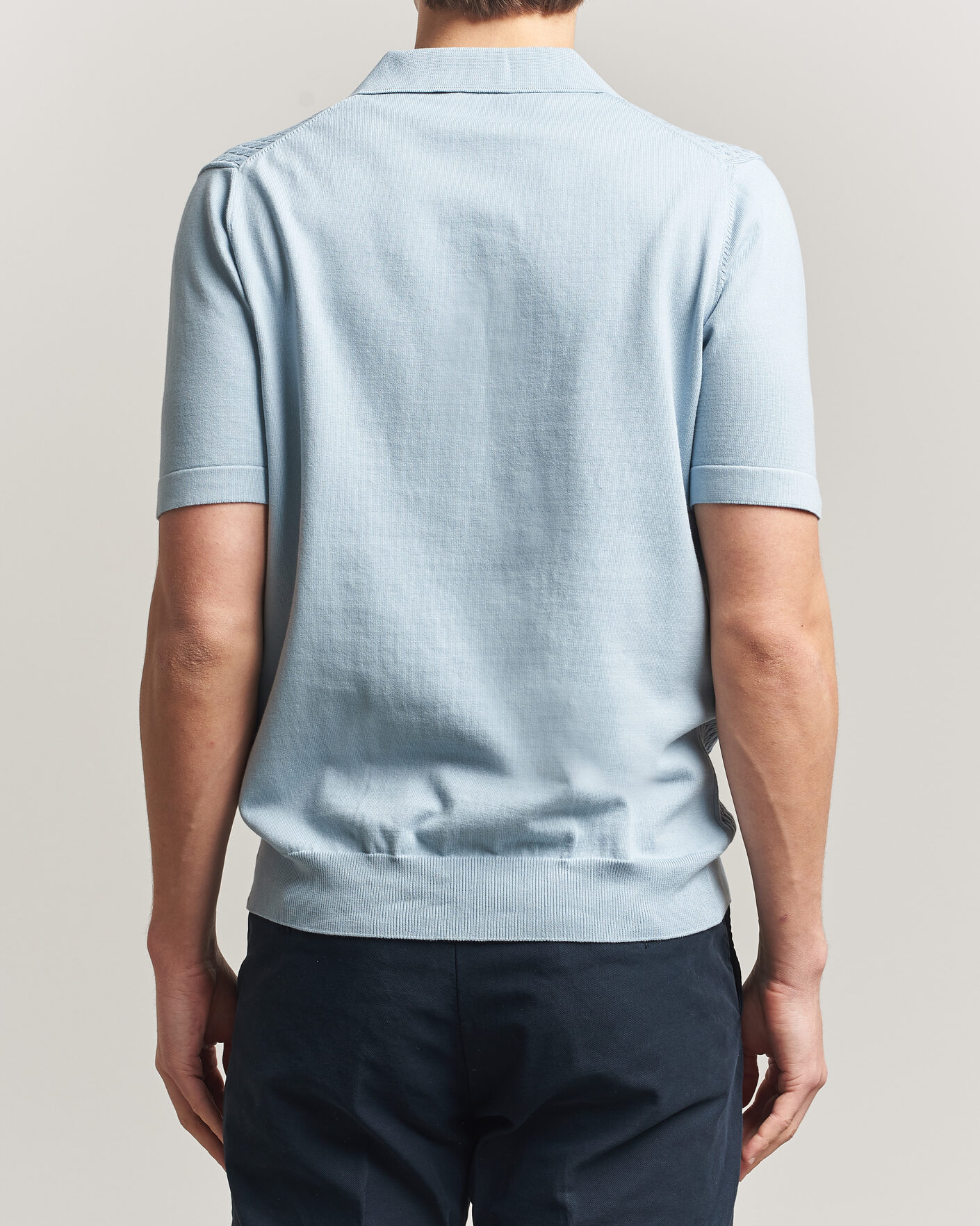 Uomini | Polo | Oscar Jacobson | Alf Structured Cotton Polo Light Blue