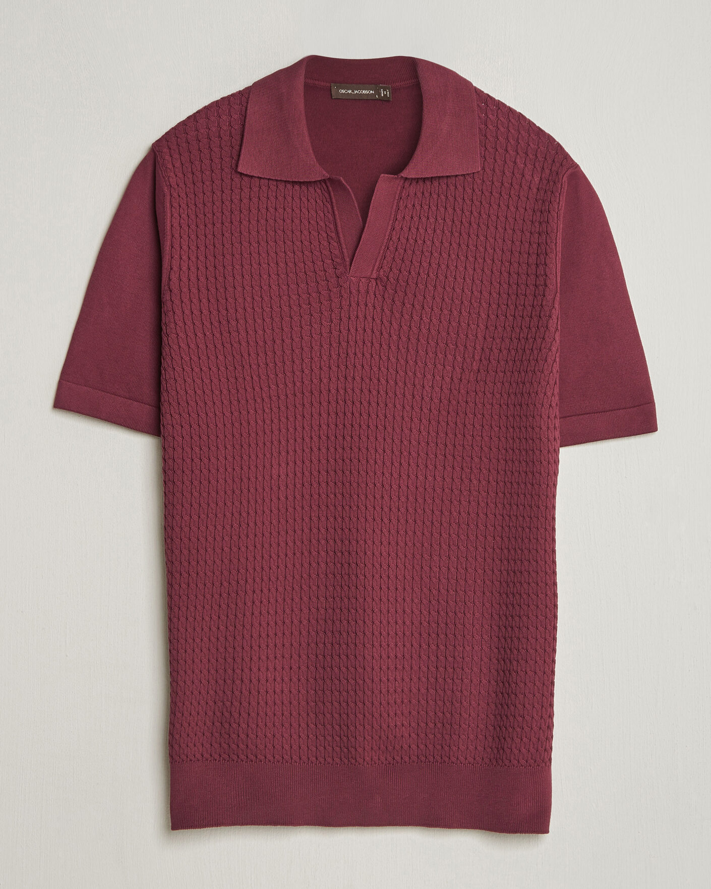 Uomini | Polo | Oscar Jacobson | Alf Structured Cotton Polo Wine Red