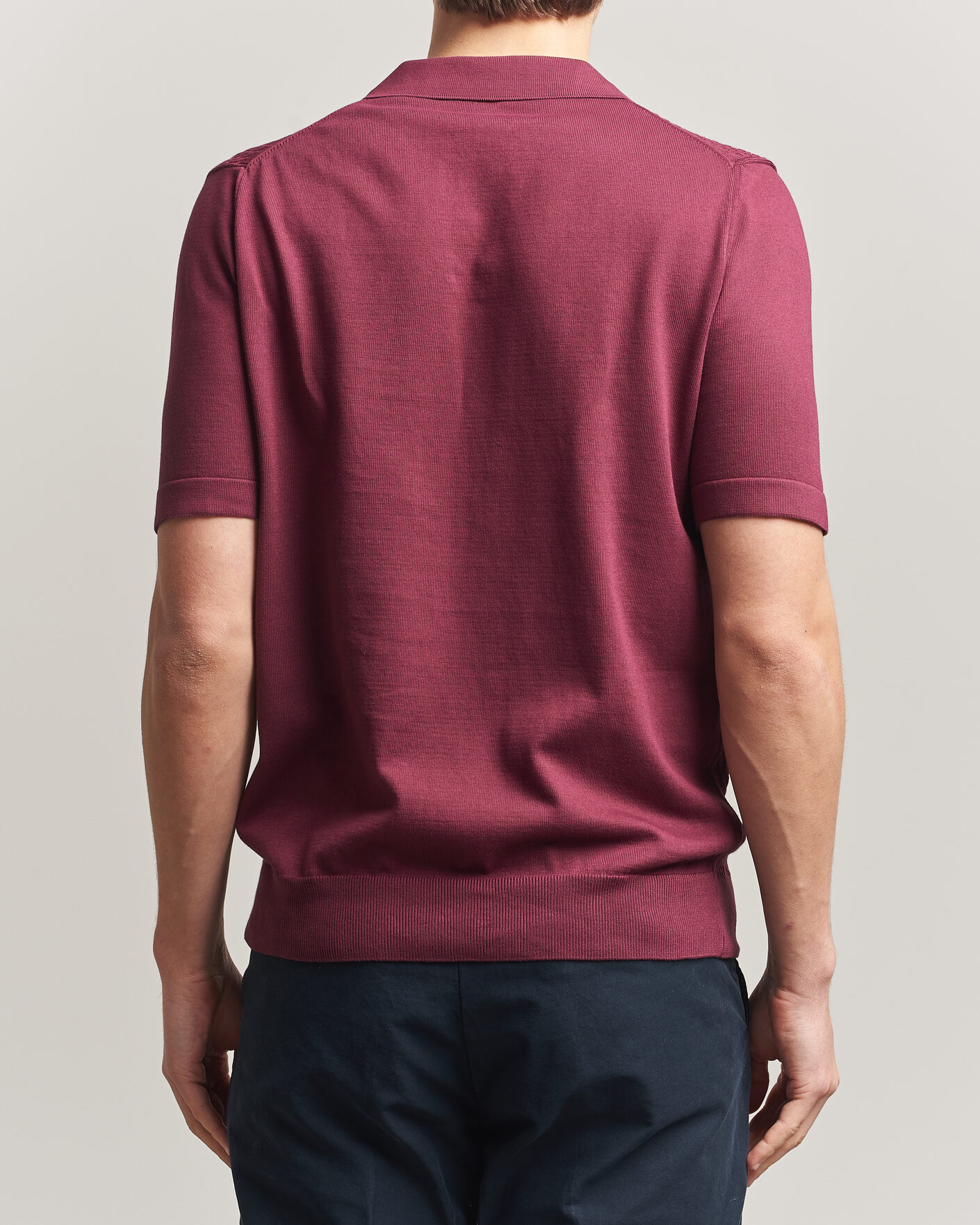 Uomini | Polo | Oscar Jacobson | Alf Structured Cotton Polo Wine Red