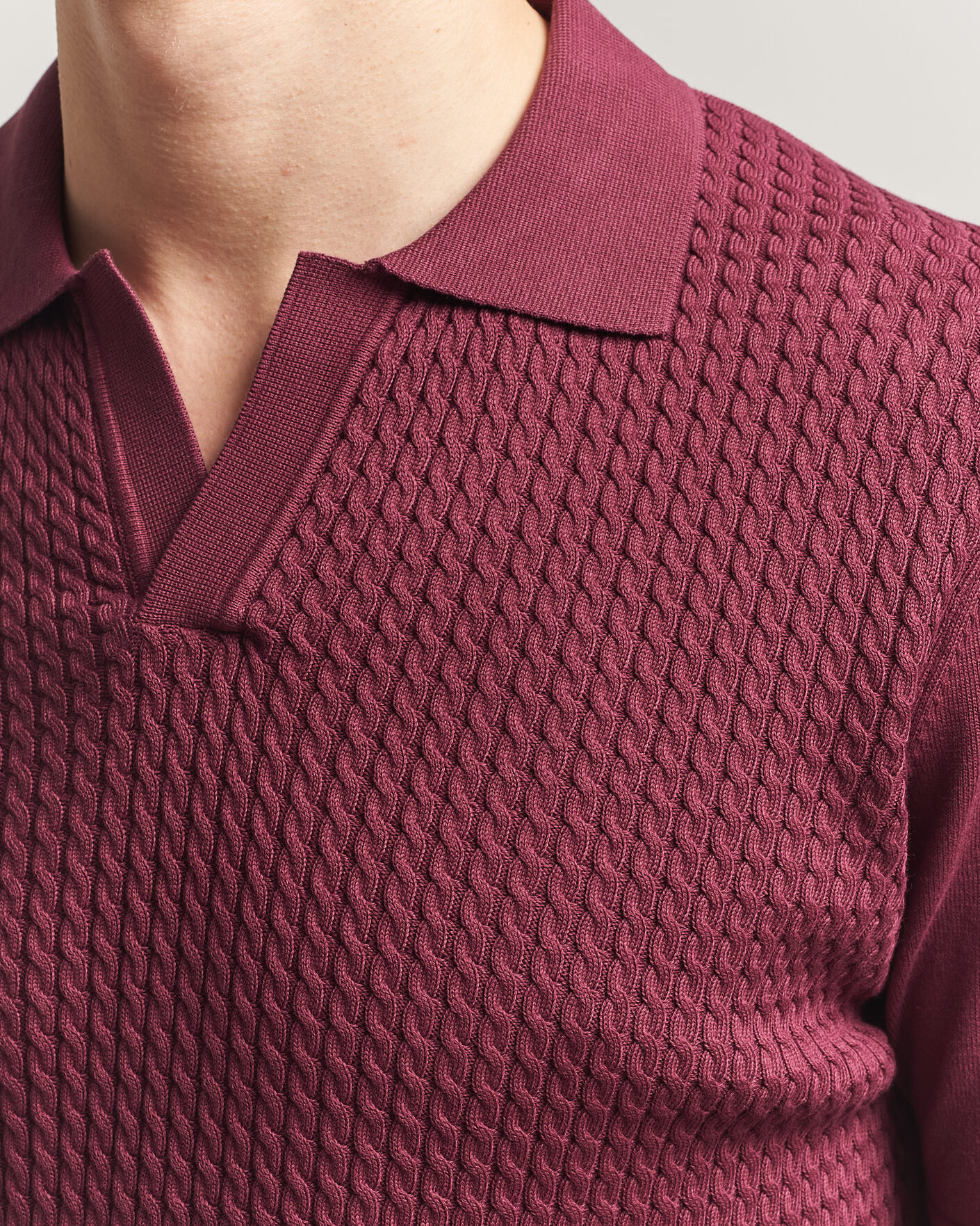 Uomini | Polo | Oscar Jacobson | Alf Structured Cotton Polo Wine Red