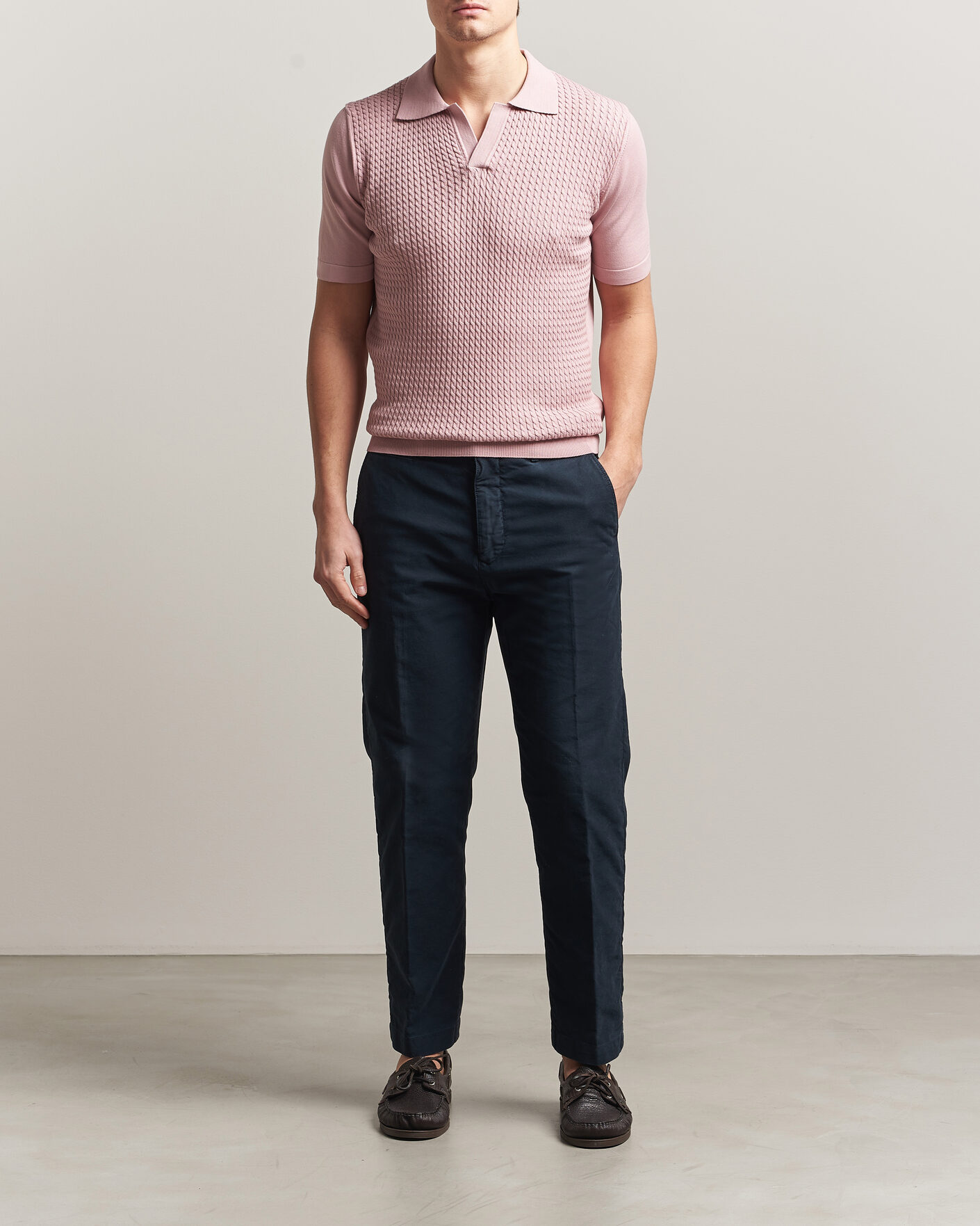 Uomini | Polo | Oscar Jacobson | Alf Structured Cotton Polo Pink