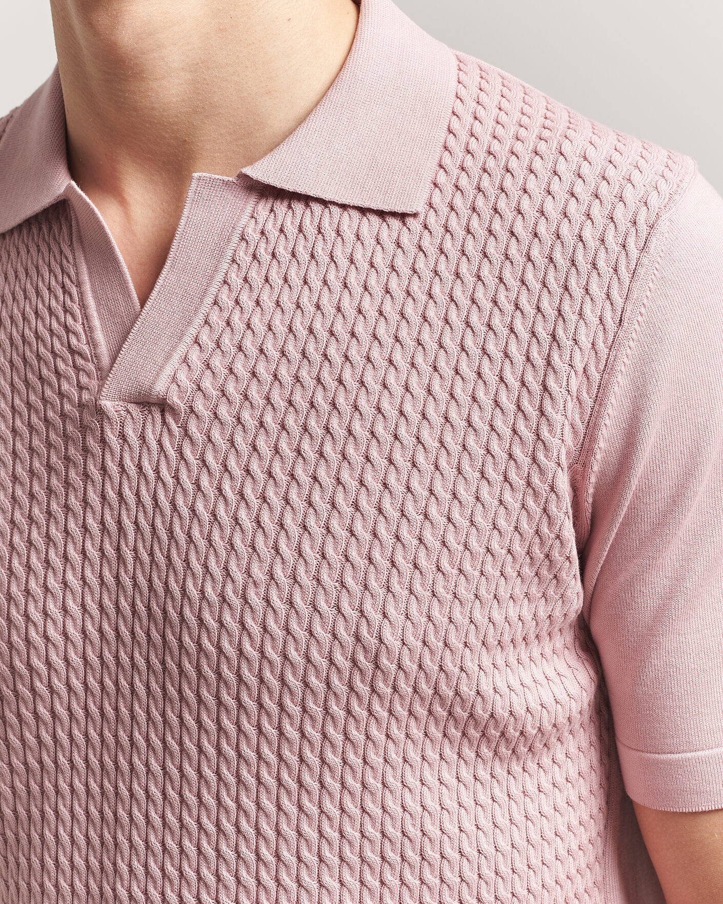 Uomini | Polo | Oscar Jacobson | Alf Structured Cotton Polo Pink