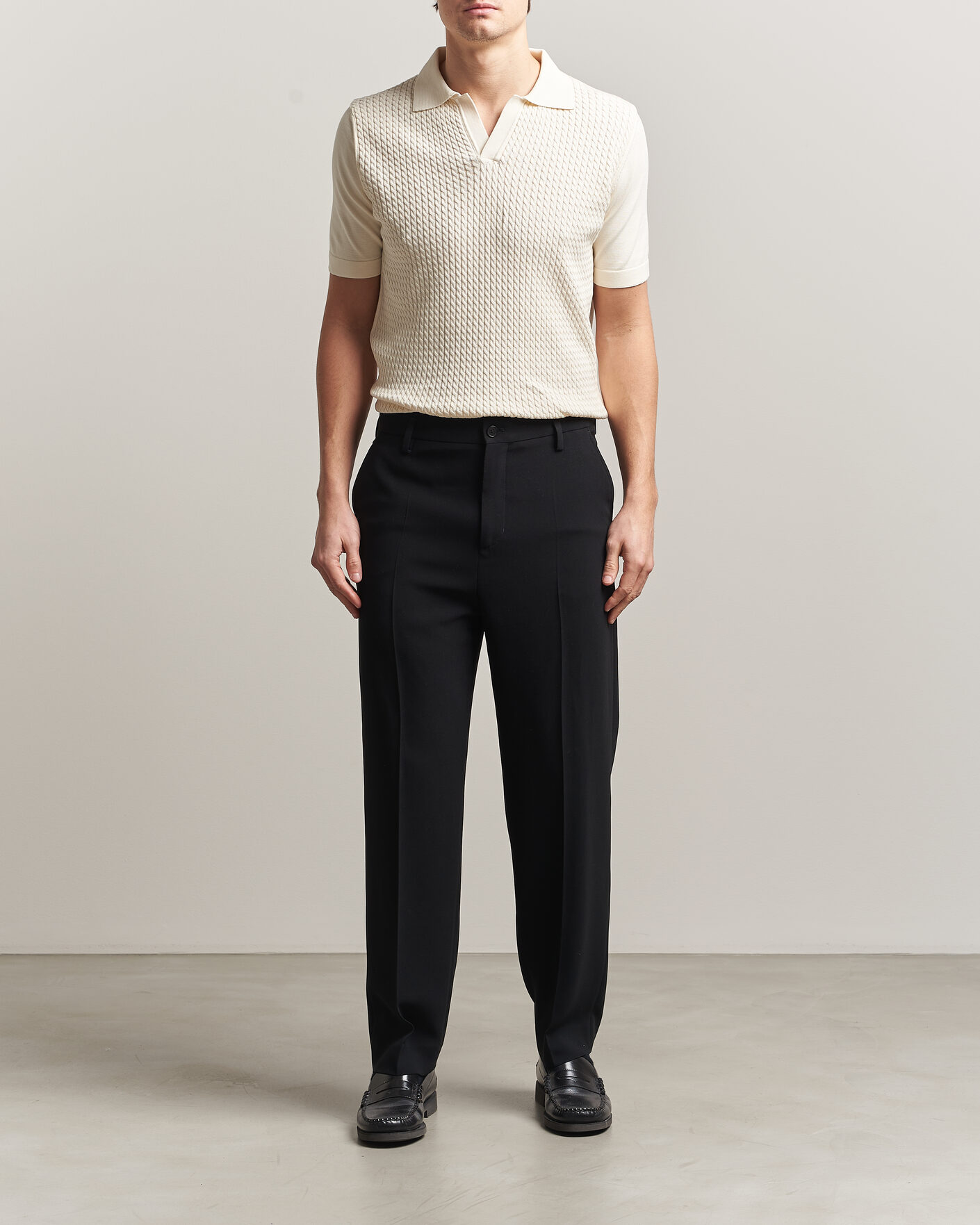 Uomini | Polo | Oscar Jacobson | Alf Structured Cotton Polo Off White