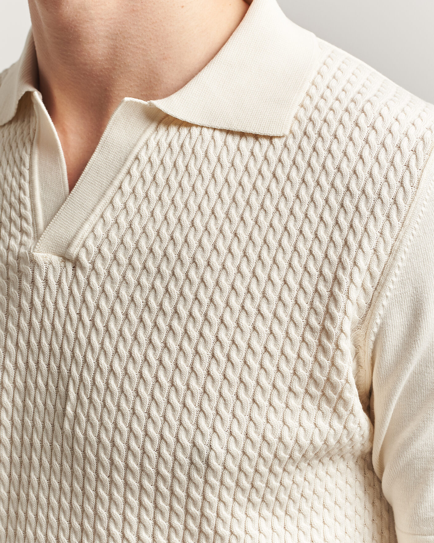 Uomini | Polo | Oscar Jacobson | Alf Structured Cotton Polo Off White