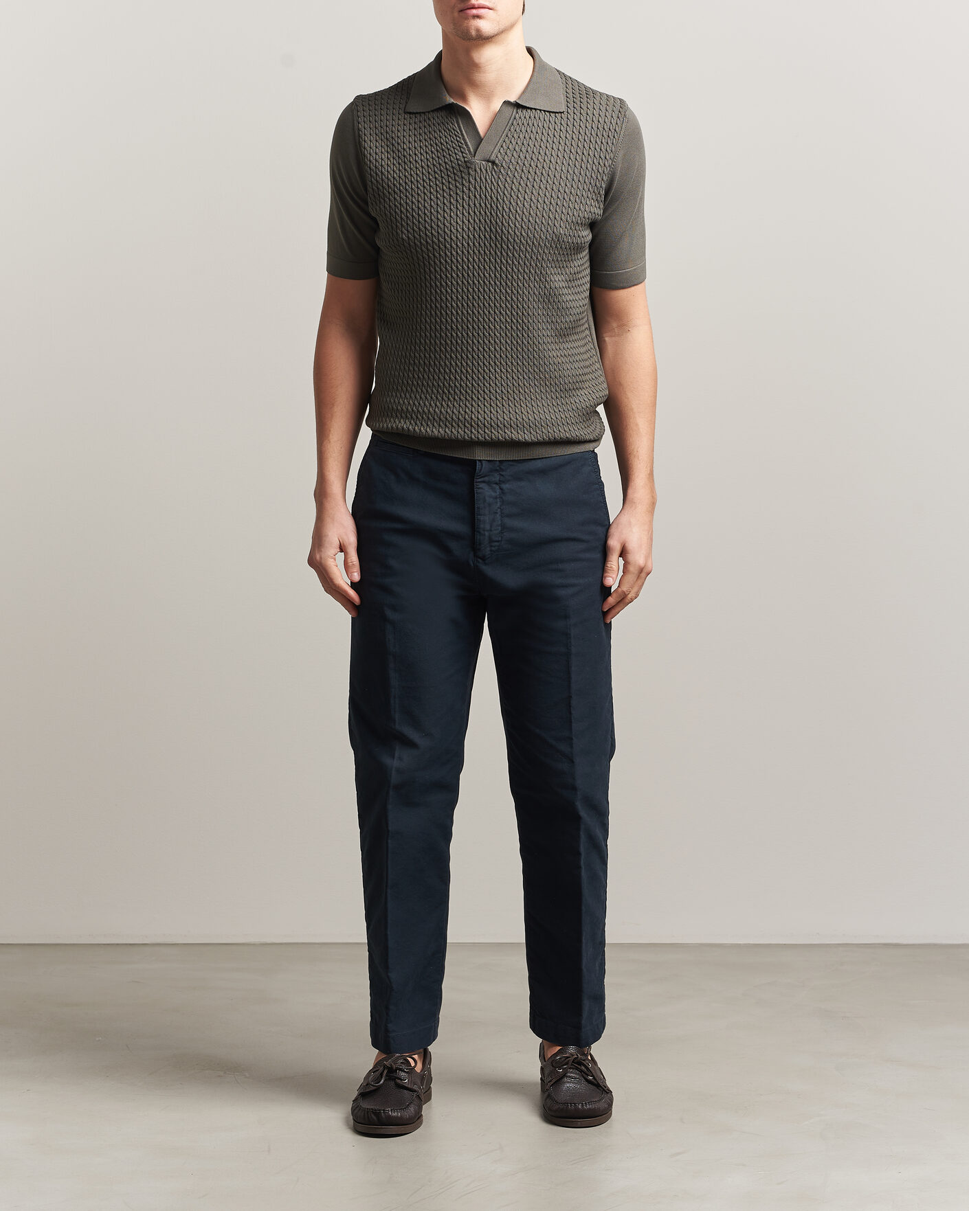 Uomini | Polo | Oscar Jacobson | Alf Structured Cotton Polo Green