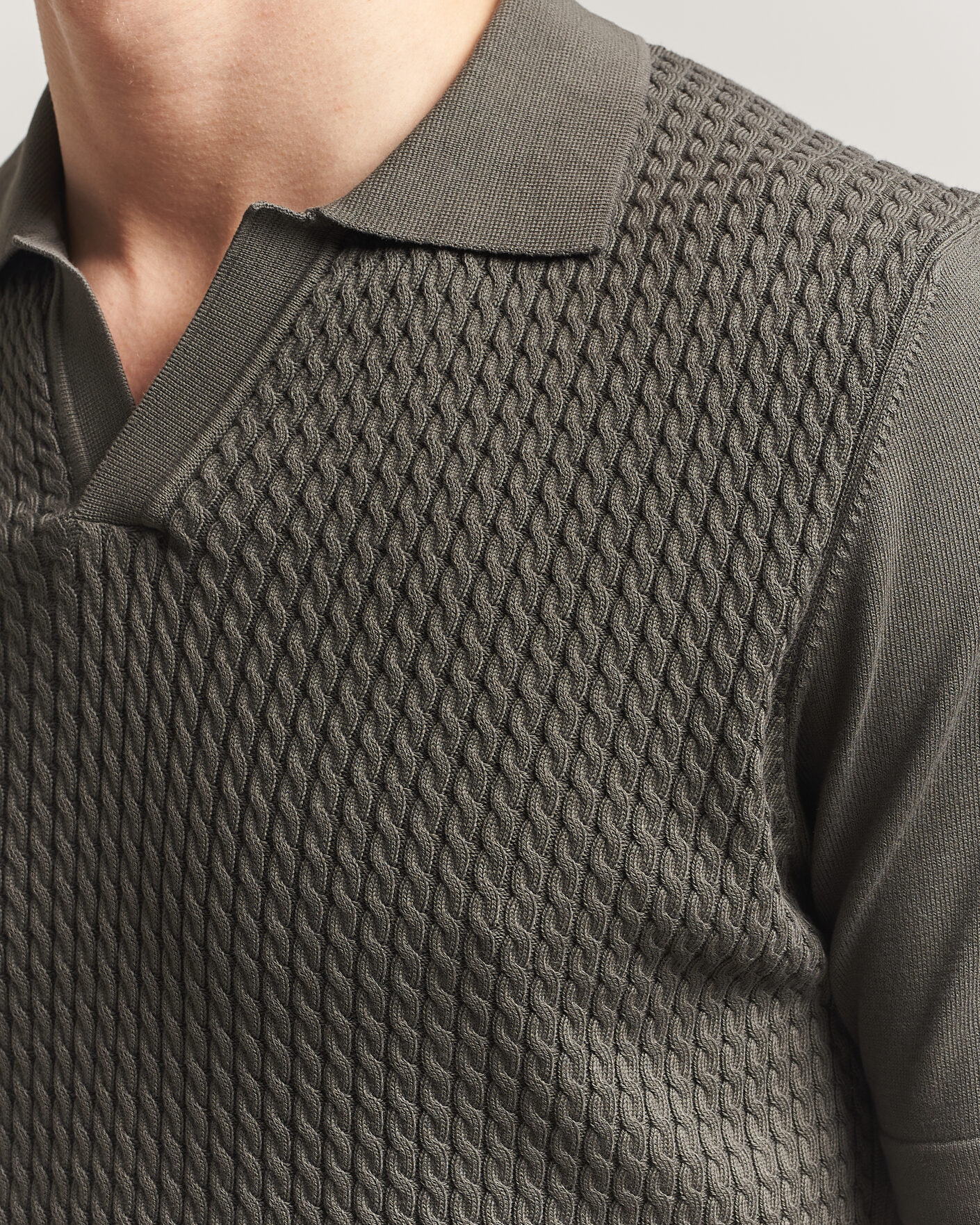 Uomini | Polo | Oscar Jacobson | Alf Structured Cotton Polo Green