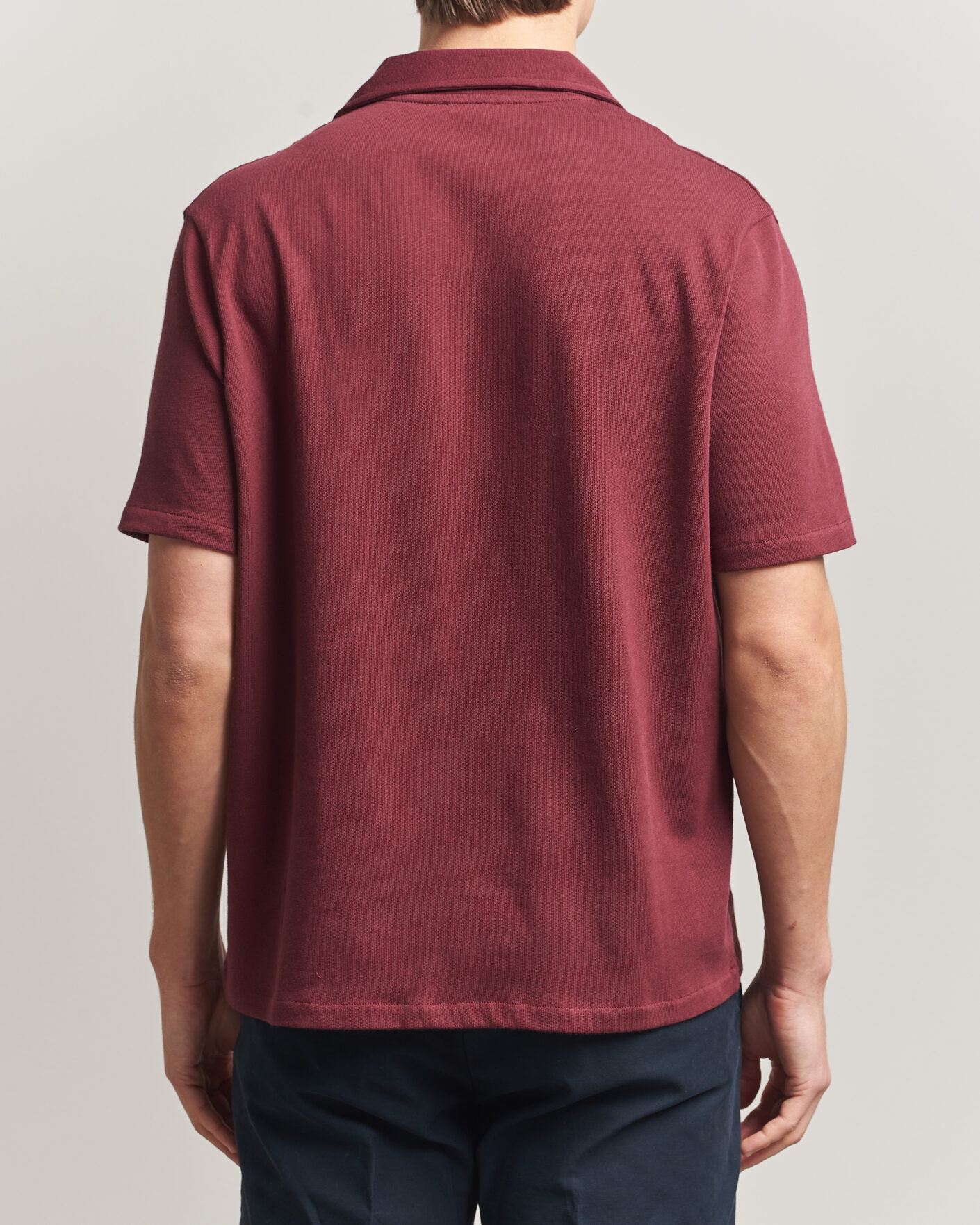 Uomini | Camicie | Oscar Jacobson | Kirk Knitted Short Sleeve Shirt Wine Red
