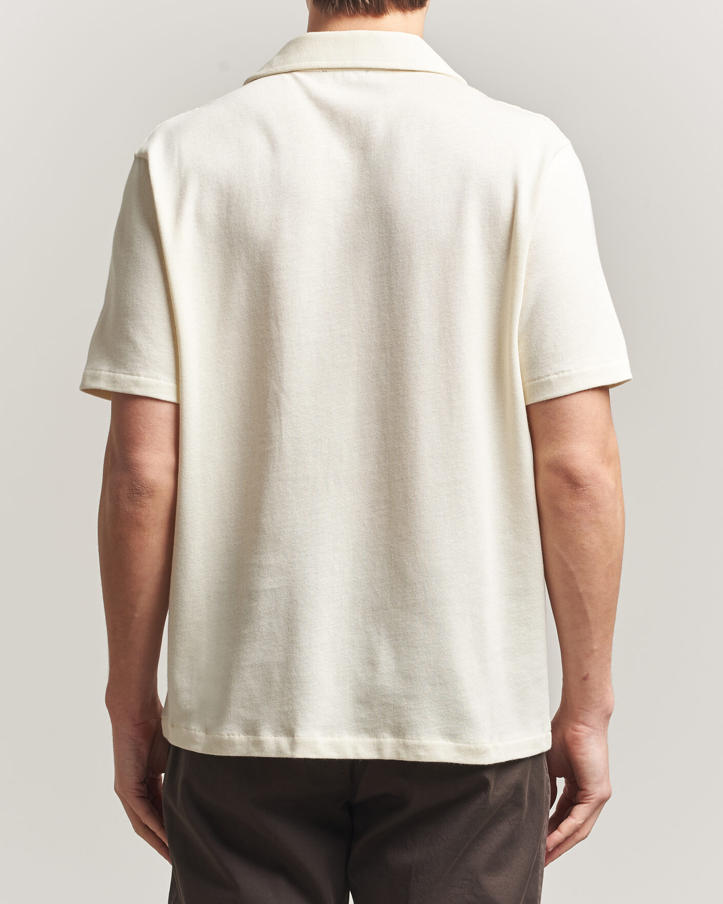 Uomini | Camicie | Oscar Jacobson | Kirk Knitted Short Sleeve Shirt Off White