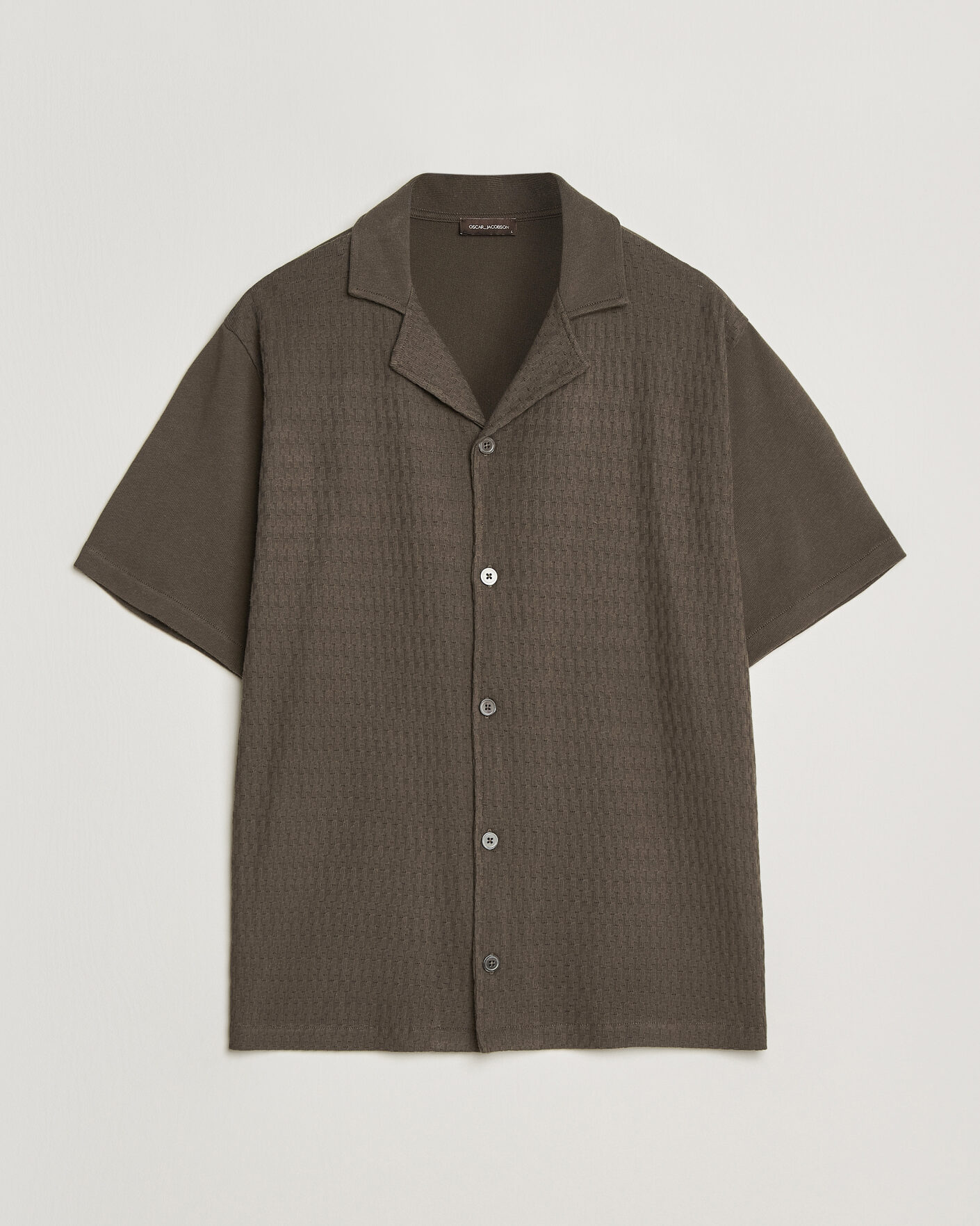 Uomini | Camicie | Oscar Jacobson | Kirk Knitted Short Sleeve Shirt Green