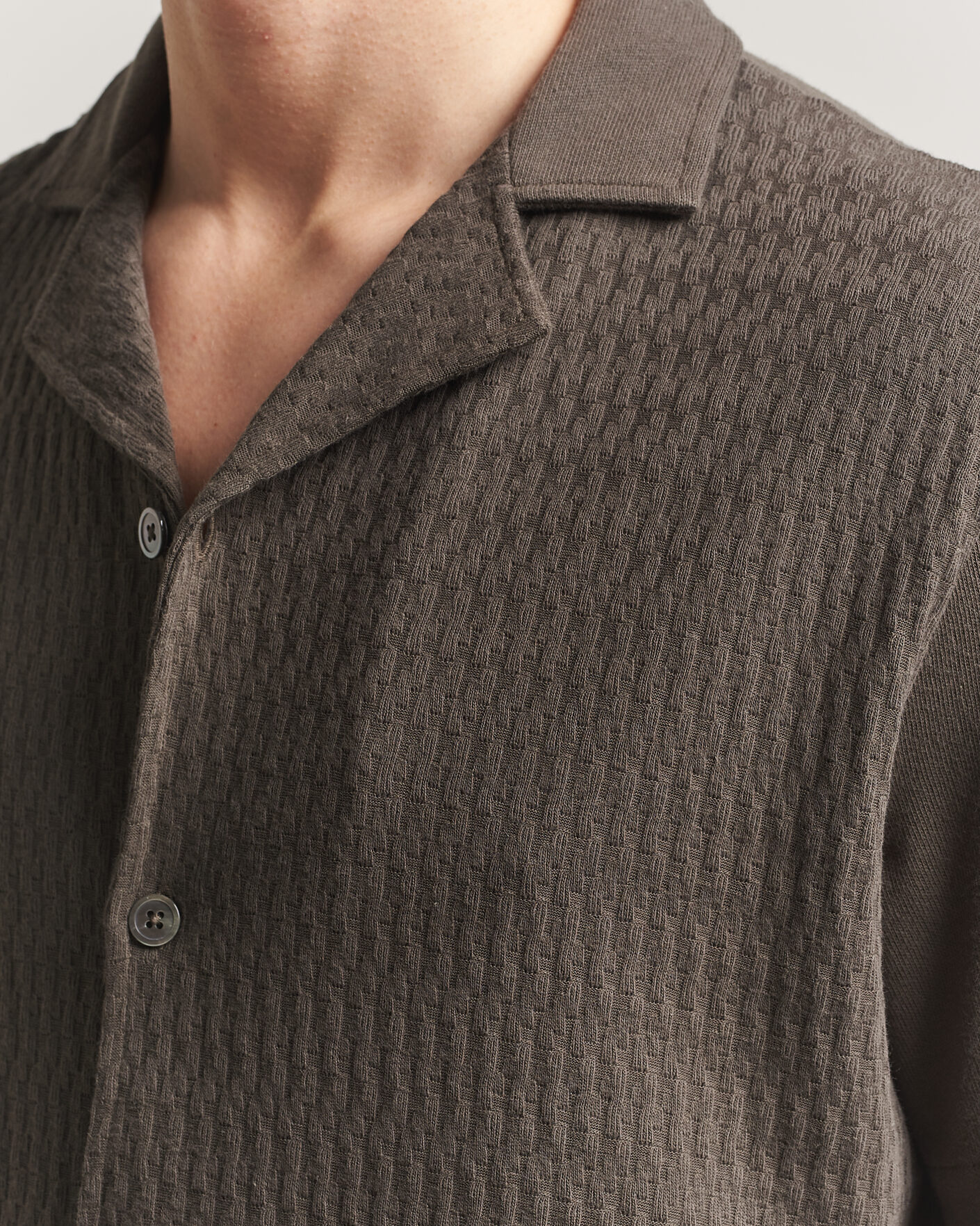 Uomini | Camicie | Oscar Jacobson | Kirk Knitted Short Sleeve Shirt Green