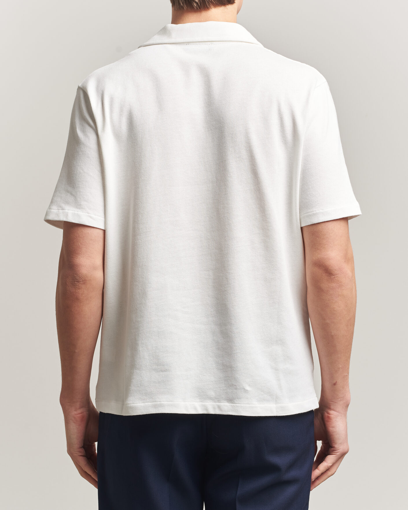 Uomini | Camicie | Oscar Jacobson | Kirk Knitted Short Sleeve Shirt Snow White