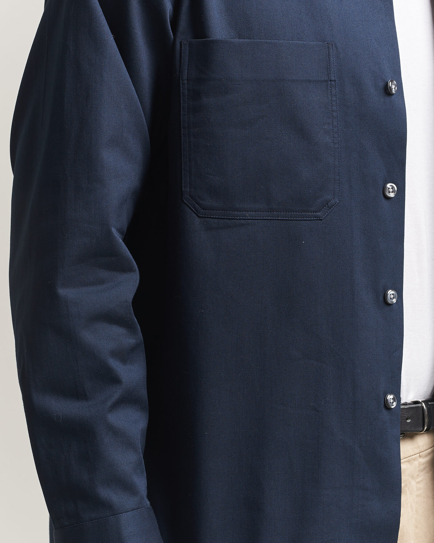 Uomini | Camicie | Oscar Jacobson | Straight Fit Bowling Collar Cotton Shirt Navy
