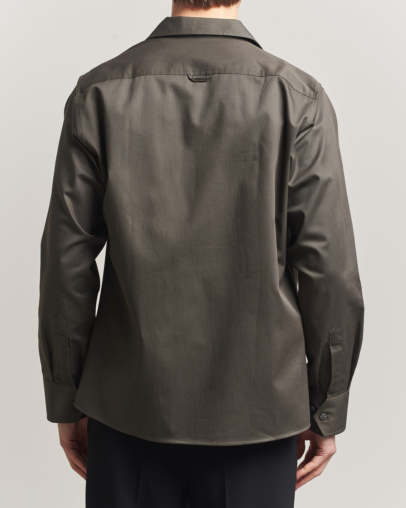 Uomini | Camicie | Oscar Jacobson | Straight Fit Bowling Collar Cotton Shirt Olive