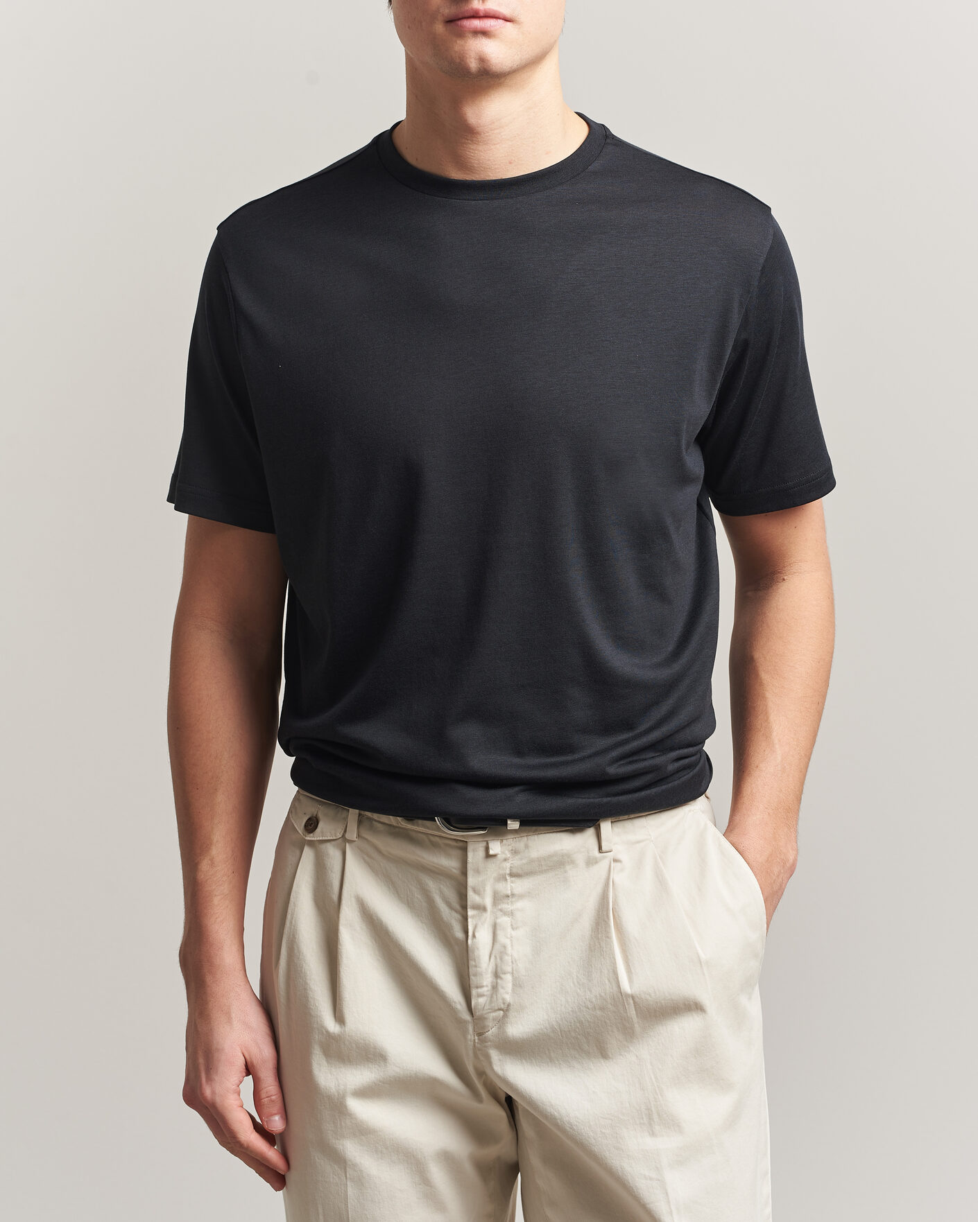 Uomini | T-shirt | Oscar Jacobson | Kim Lyocel/Cotton T-Shirt Black