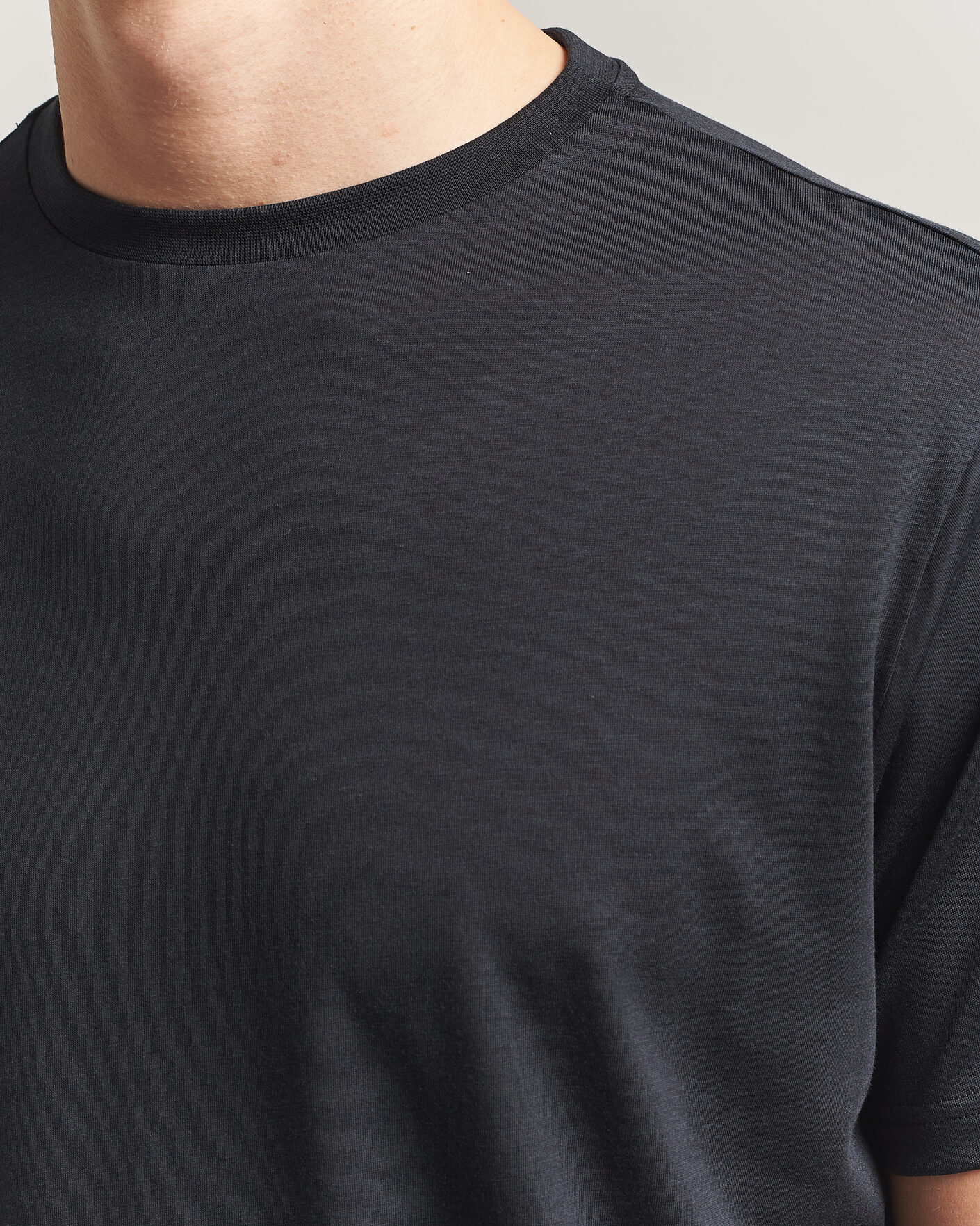 Uomini | T-shirt | Oscar Jacobson | Kim Lyocel/Cotton T-Shirt Black