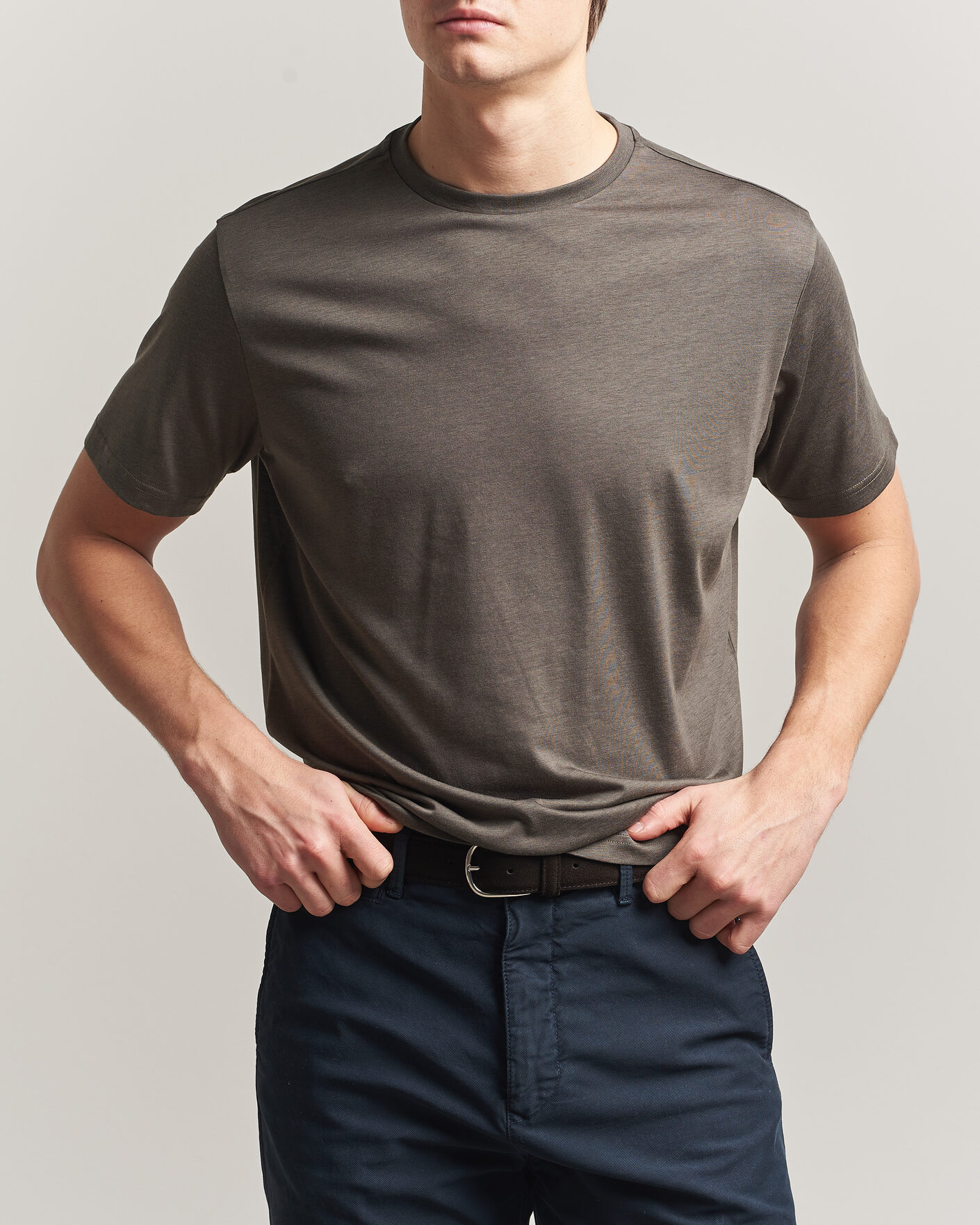 Uomini | T-shirt | Oscar Jacobson | Kim Lyocel/Cotton T-Shirt Green