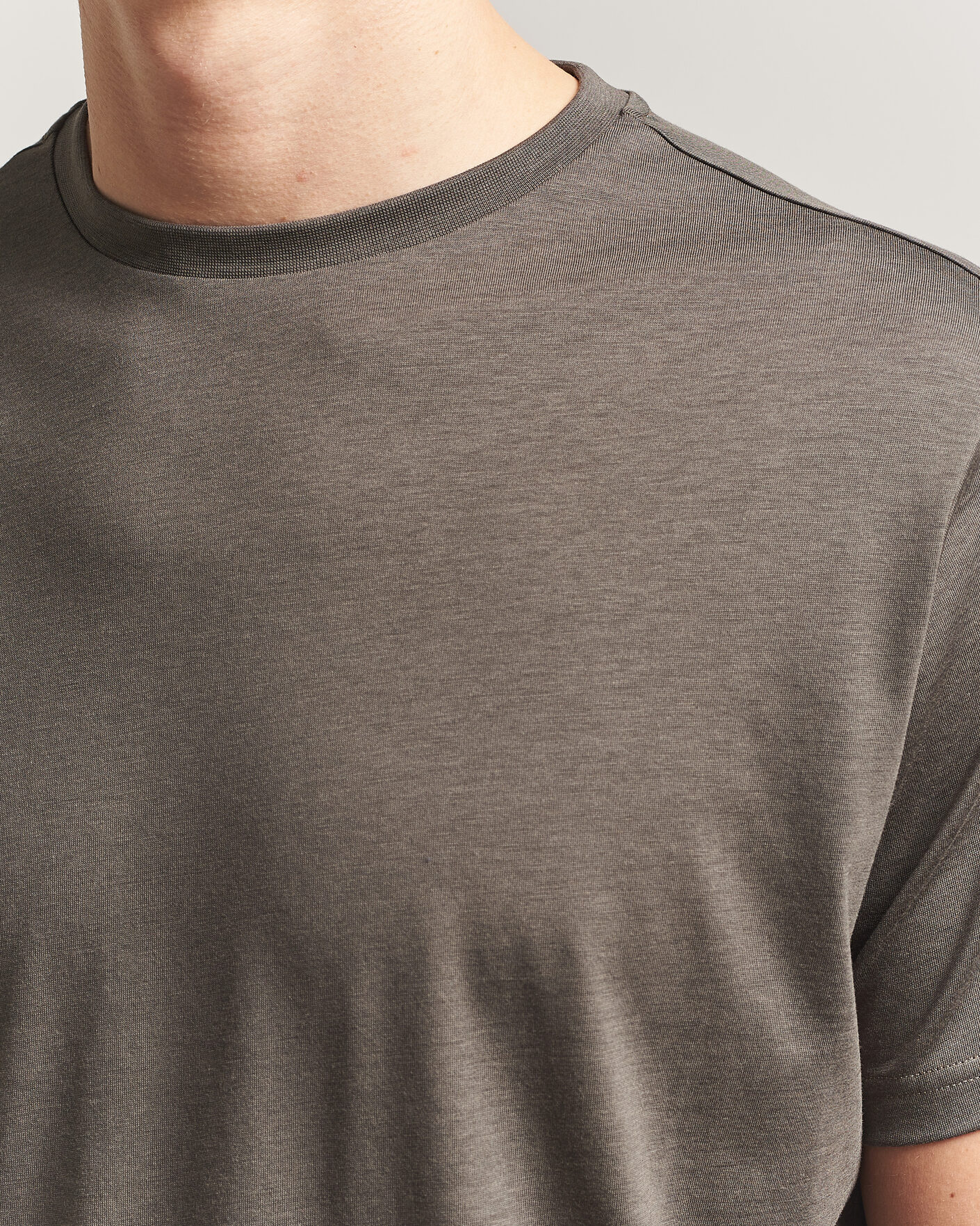 Uomini | T-shirt | Oscar Jacobson | Kim Lyocel/Cotton T-Shirt Green