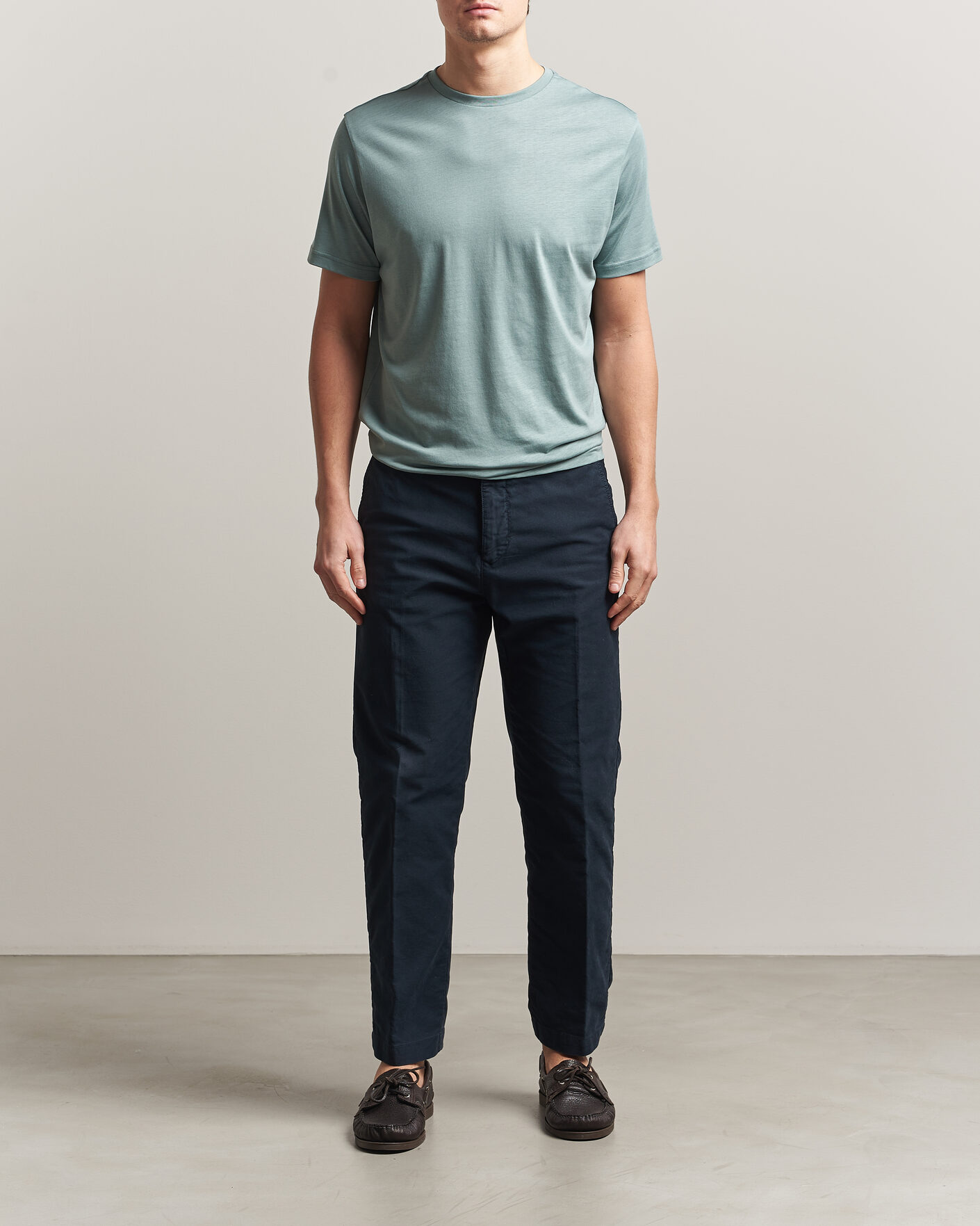 Uomini | T-shirt | Oscar Jacobson | Kim Lyocel/Cotton T-Shirt Soft Green