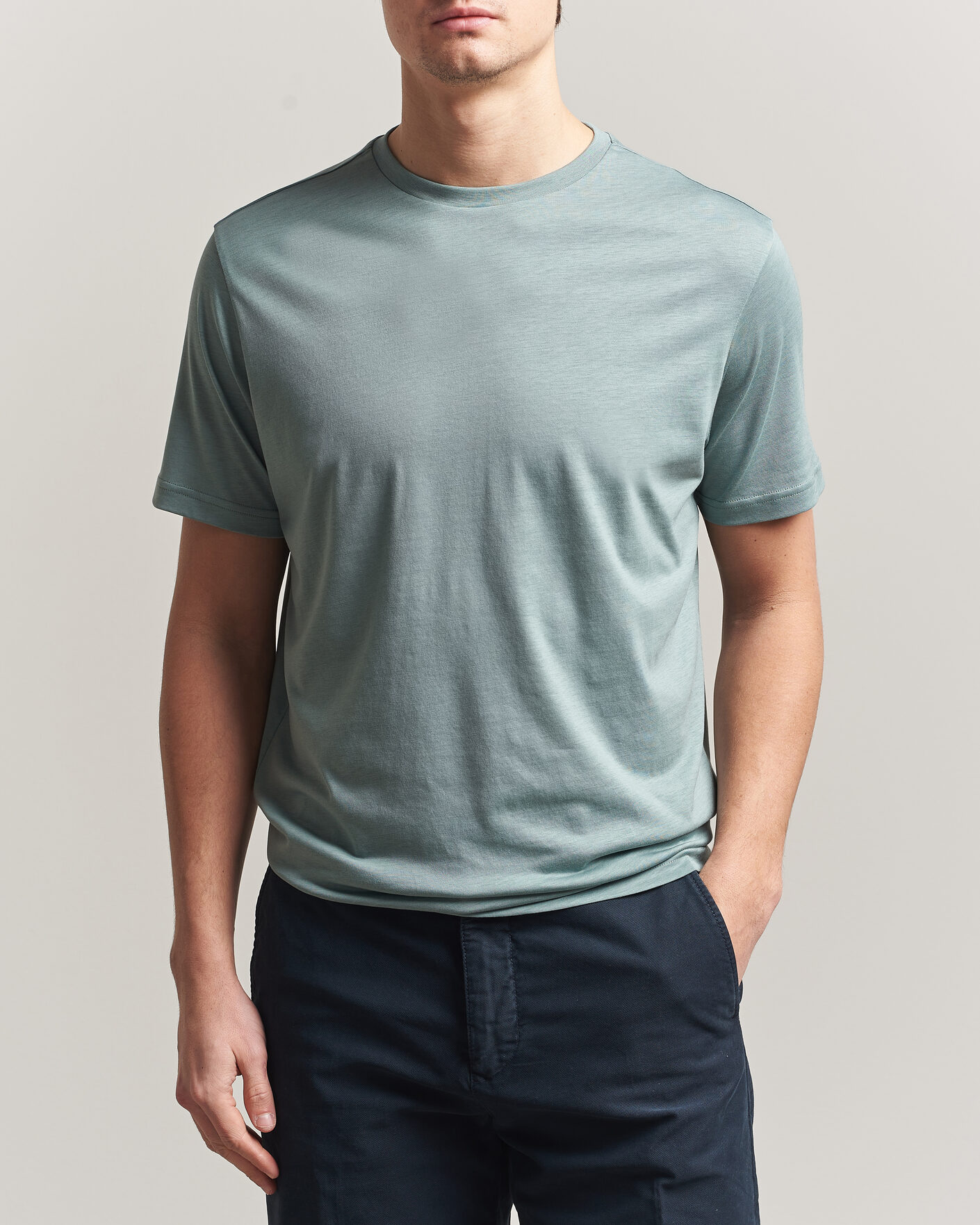 Uomini | T-shirt | Oscar Jacobson | Kim Lyocel/Cotton T-Shirt Soft Green