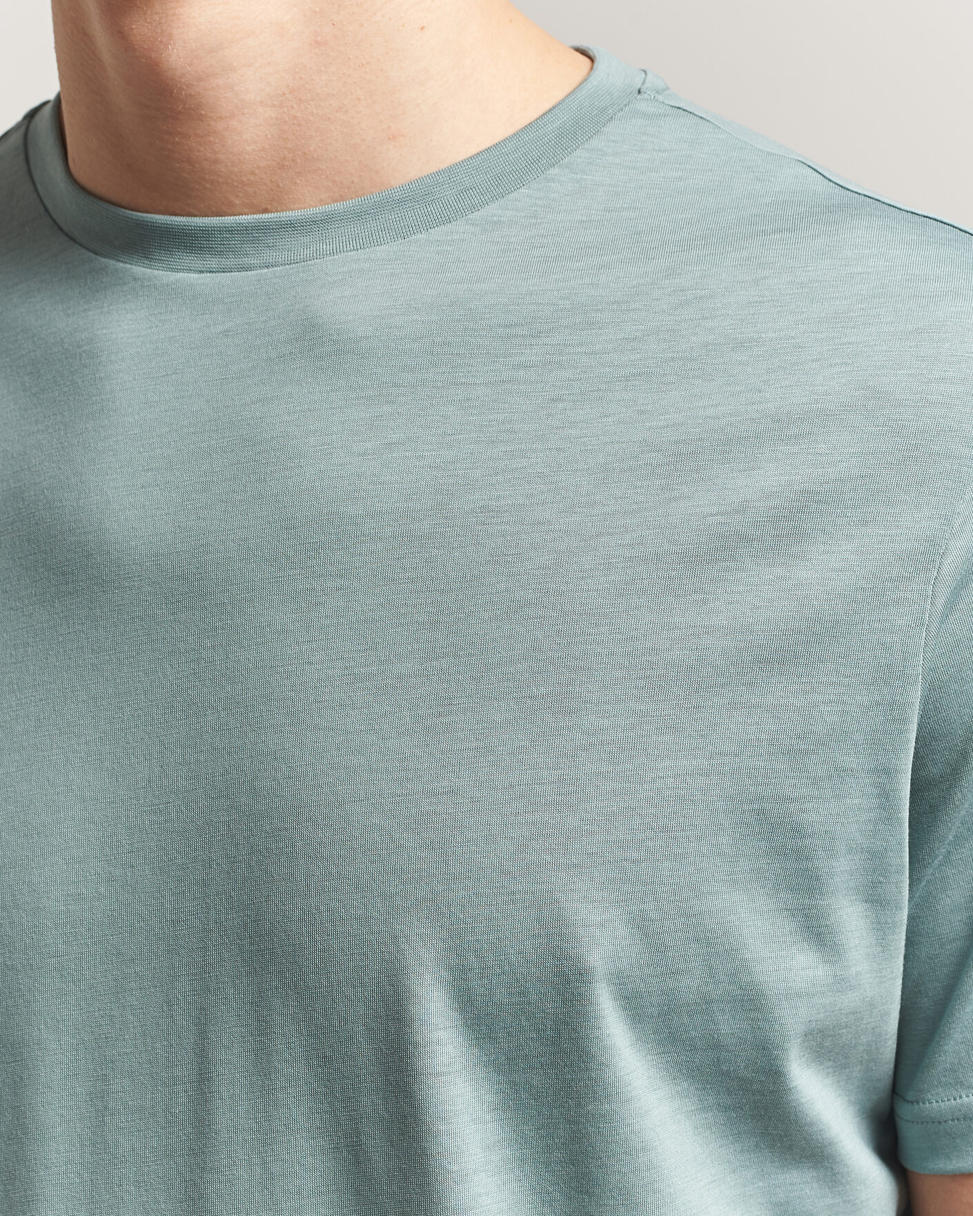 Uomini | T-shirt | Oscar Jacobson | Kim Lyocel/Cotton T-Shirt Soft Green