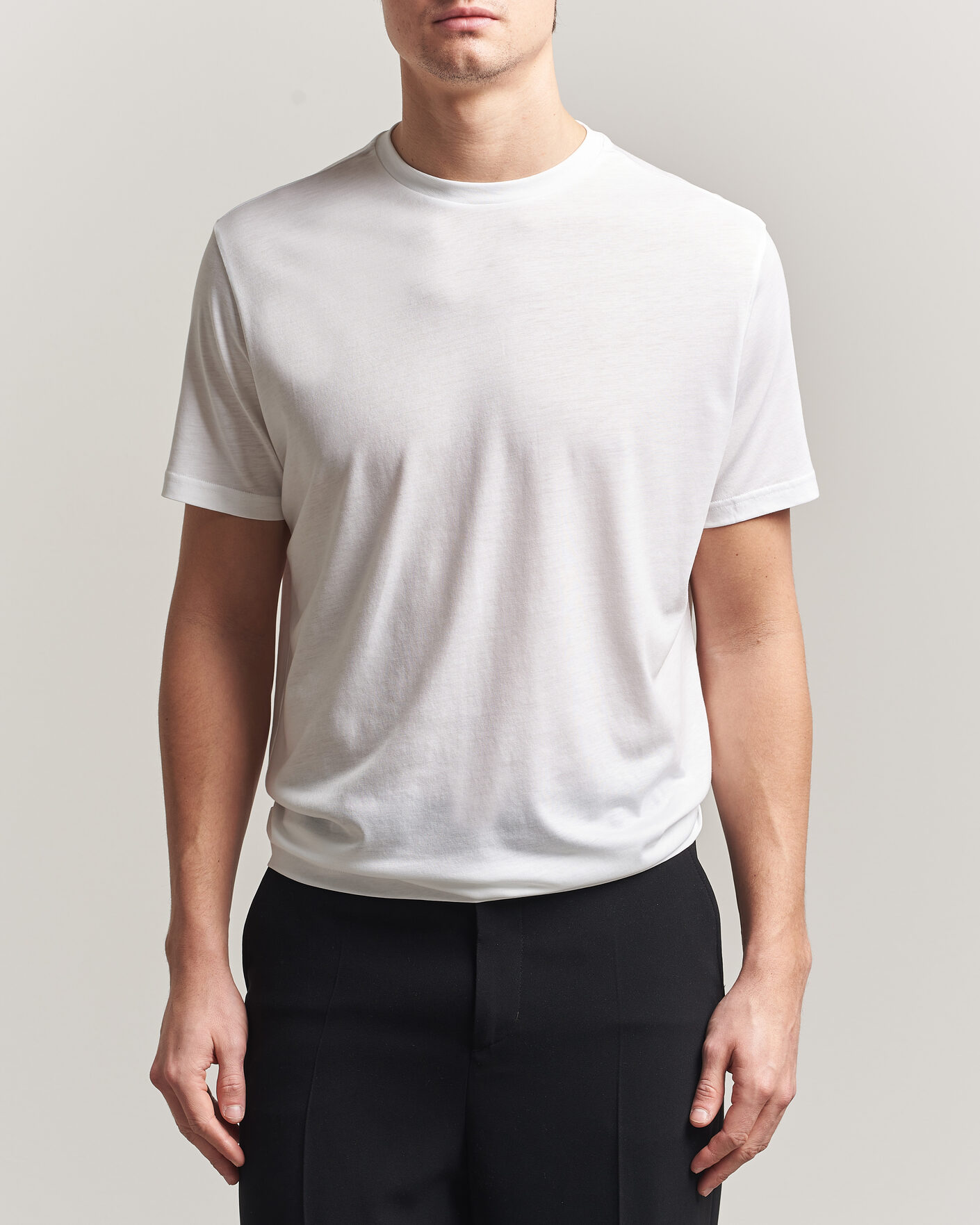 Uomini | T-shirt | Oscar Jacobson | Kim Lyocel/Cotton T-Shirt White