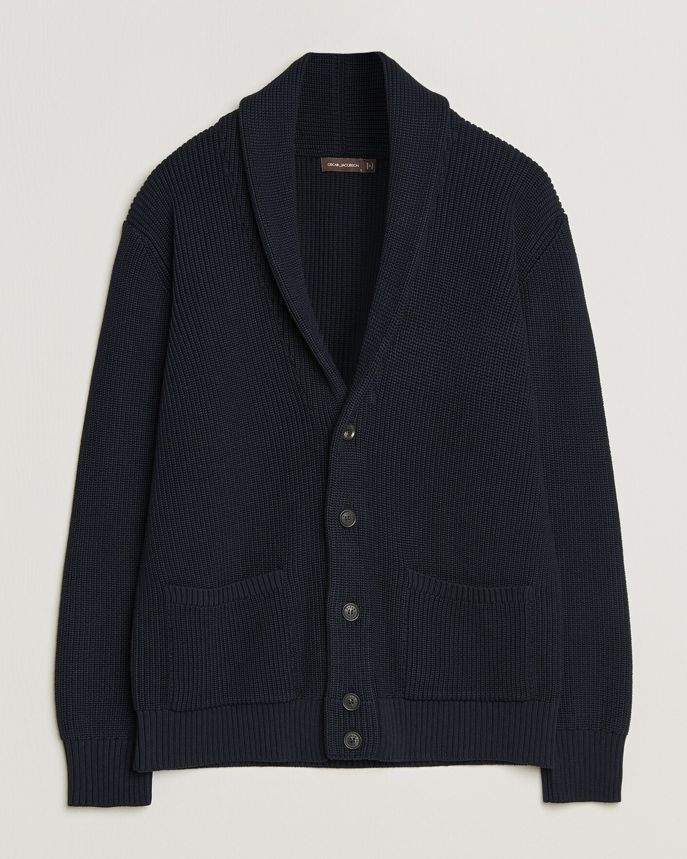 Uomini | Maglieria | Oscar Jacobson | Roland Knitted Cotton Cardigan Navy