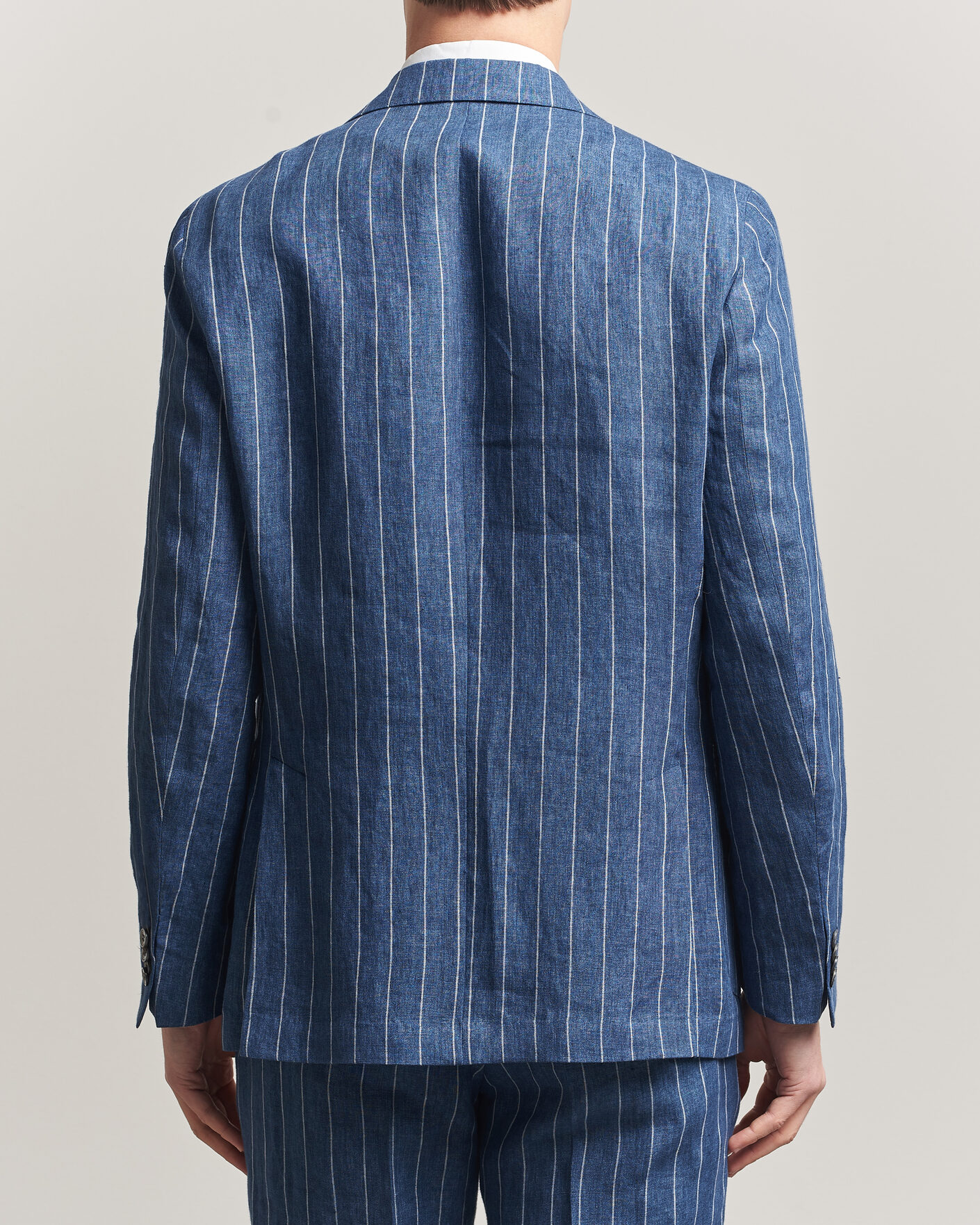 Uomini | Blazers | Oscar Jacobson | Farrys Patch Striped Linen Blazer Blue