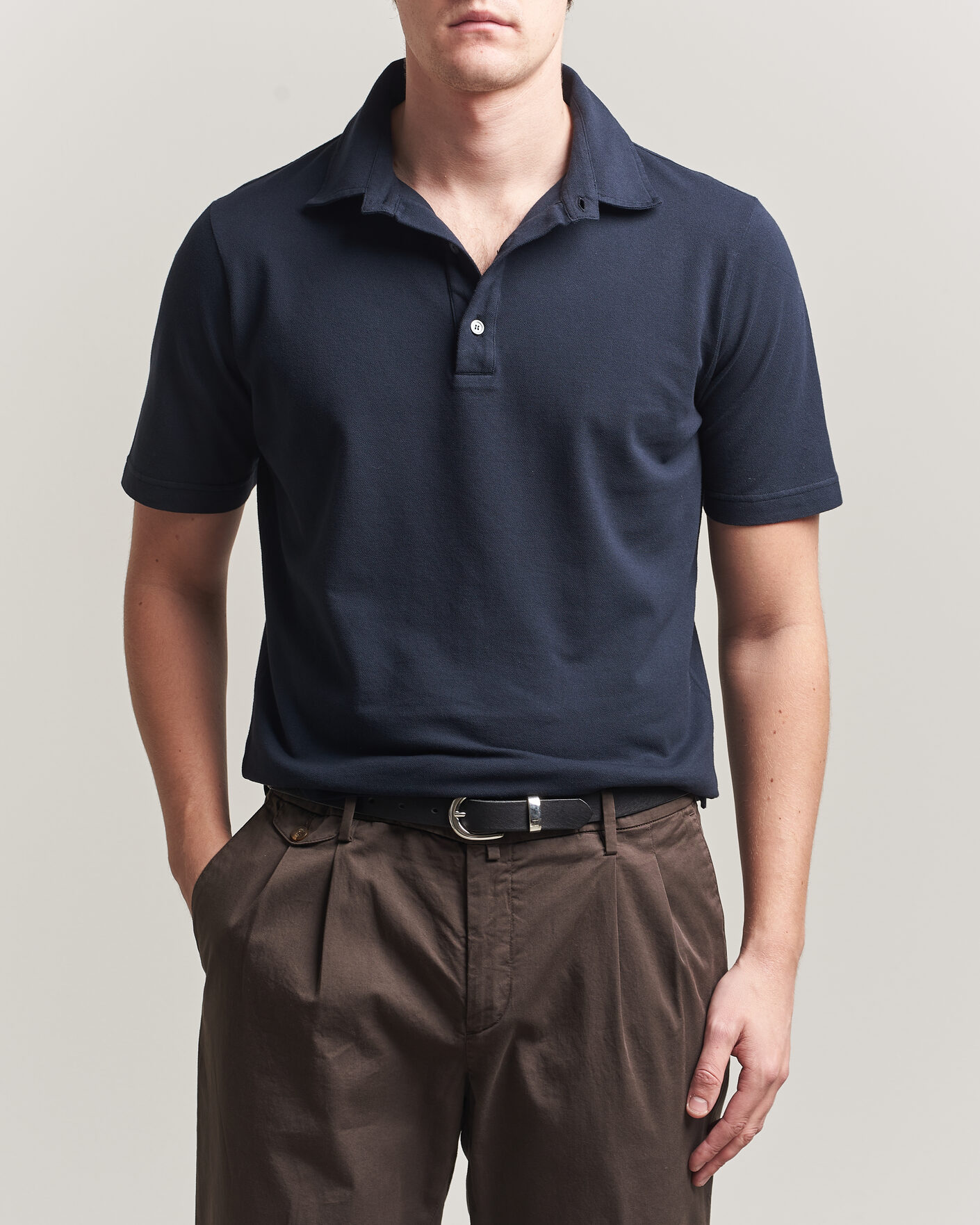 Uomini | Polo | Zanone | Soft Cotton Piquet Polo Navy