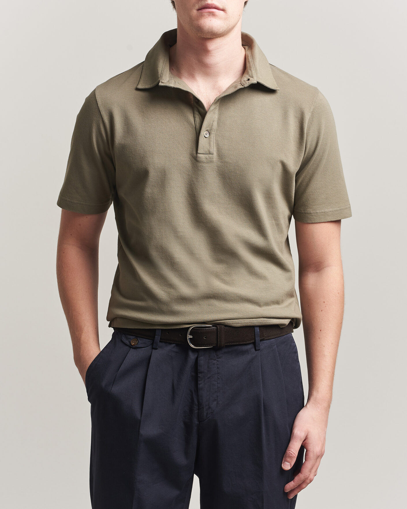 Uomini | Polo | Zanone | Soft Cotton Piquet Polo Taupe
