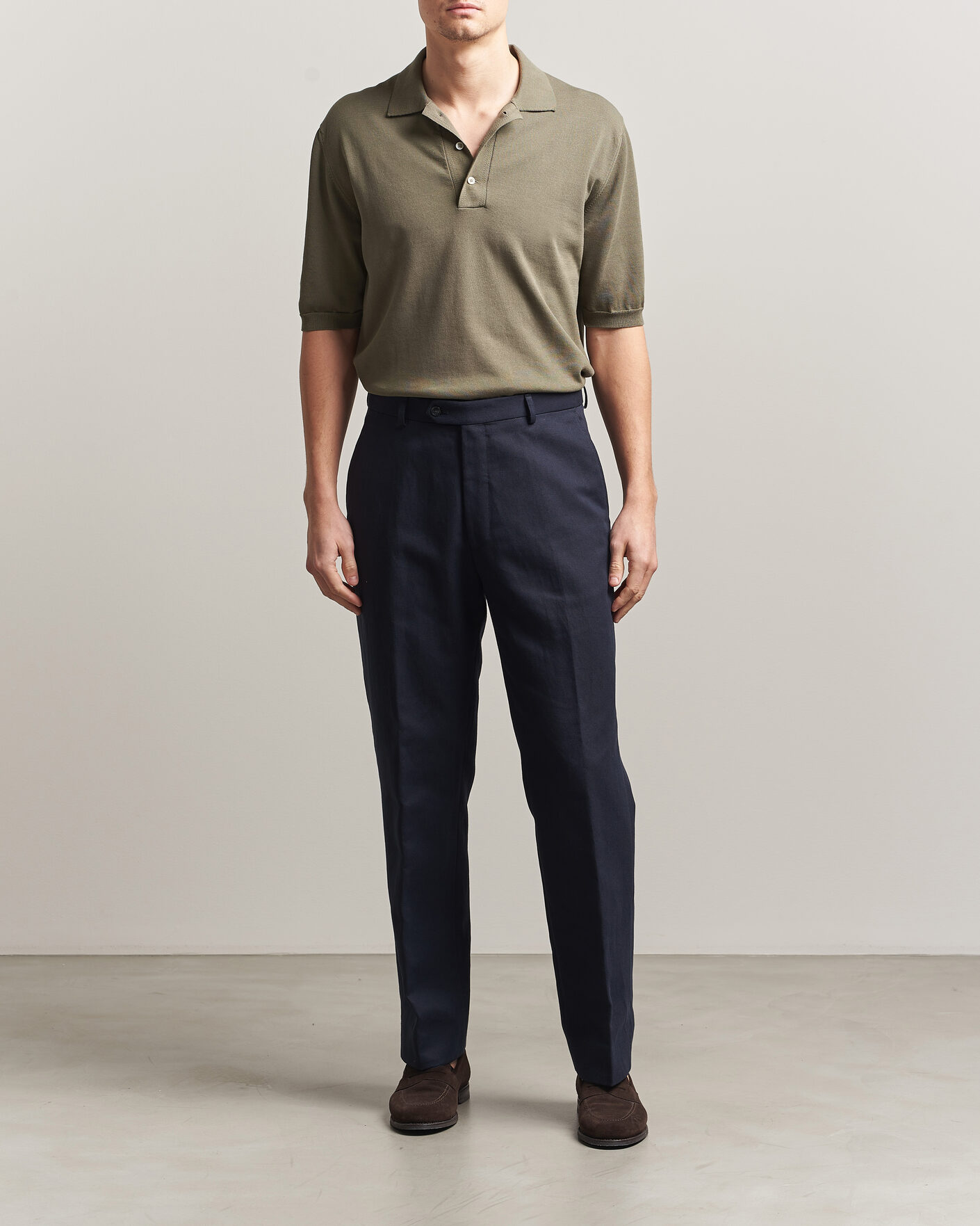 Uomini | Polo | Zanone | Knitted Cotton Polo Olive