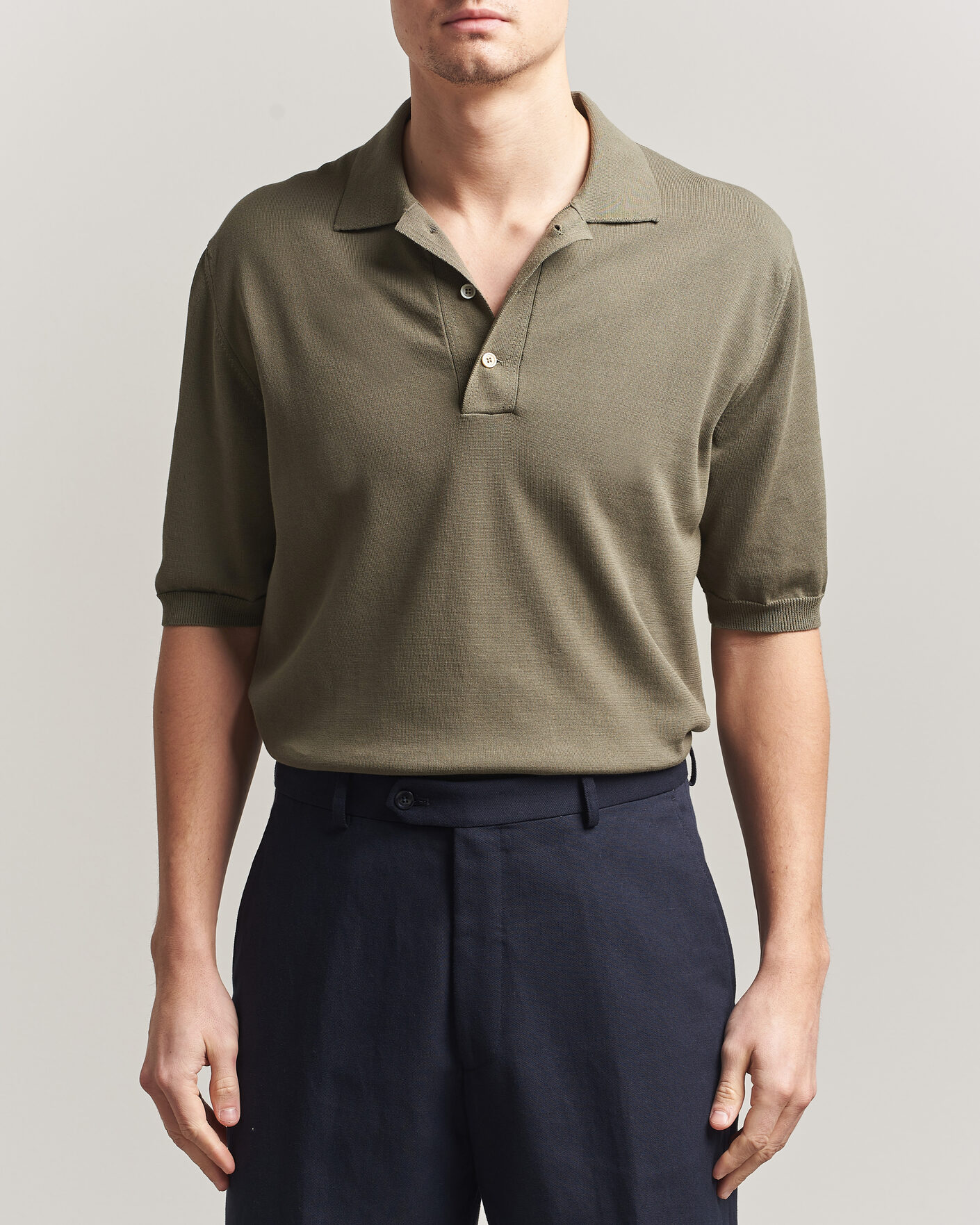 Uomini | Polo | Zanone | Knitted Cotton Polo Olive