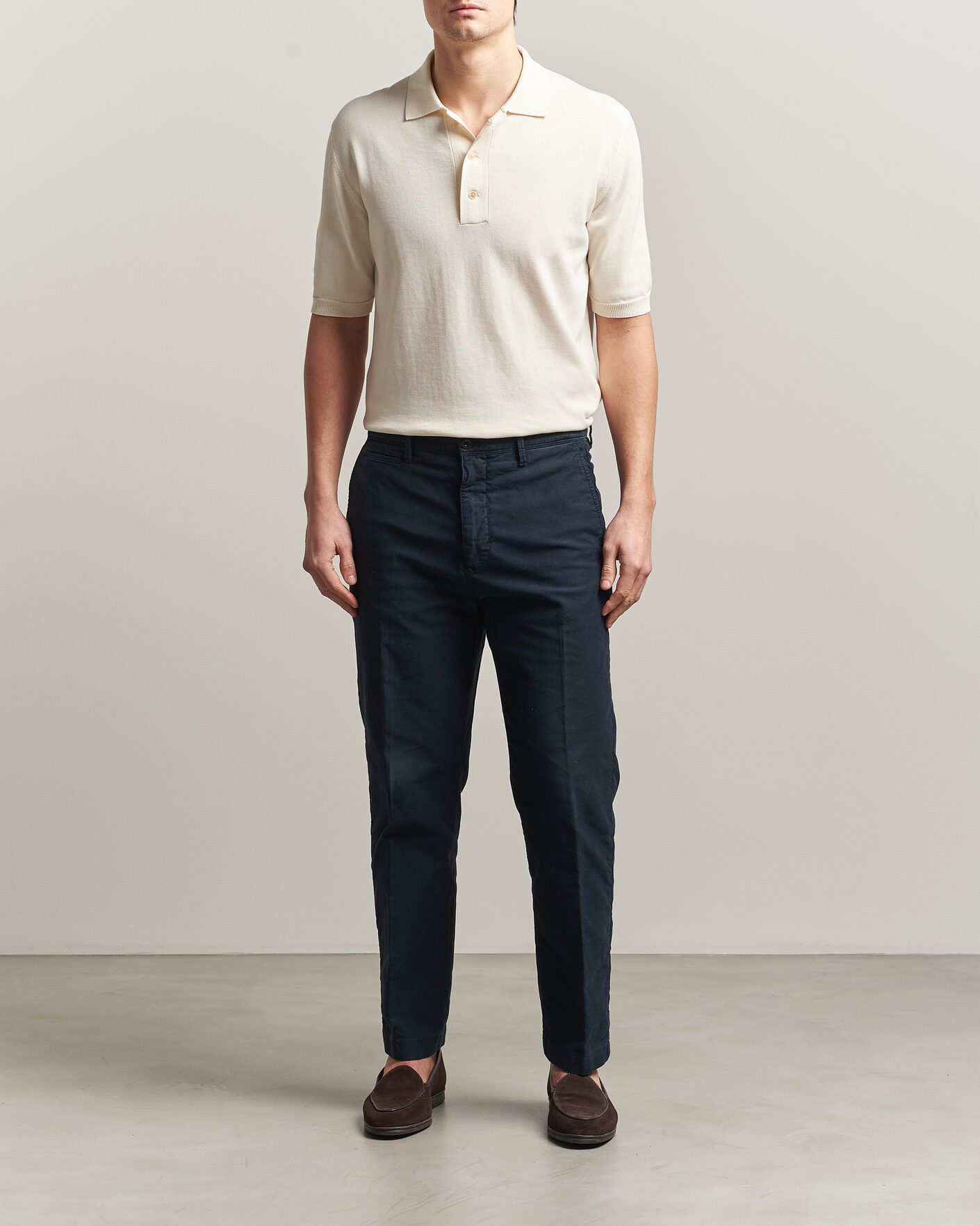 Uomini | Polo | Zanone | Knitted Cotton Polo Off White