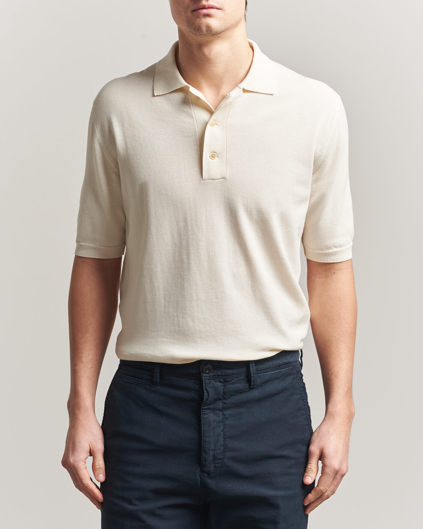 Uomini | Polo | Zanone | Knitted Cotton Polo Off White