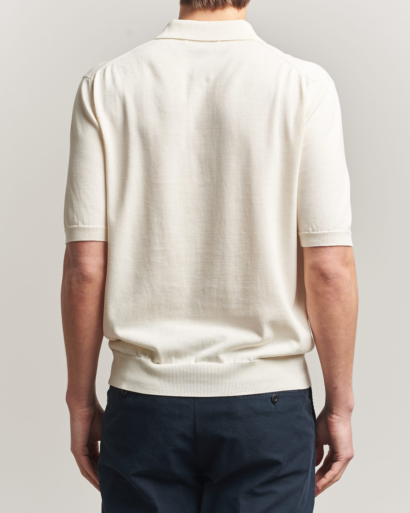 Uomini | Polo | Zanone | Knitted Cotton Polo Off White