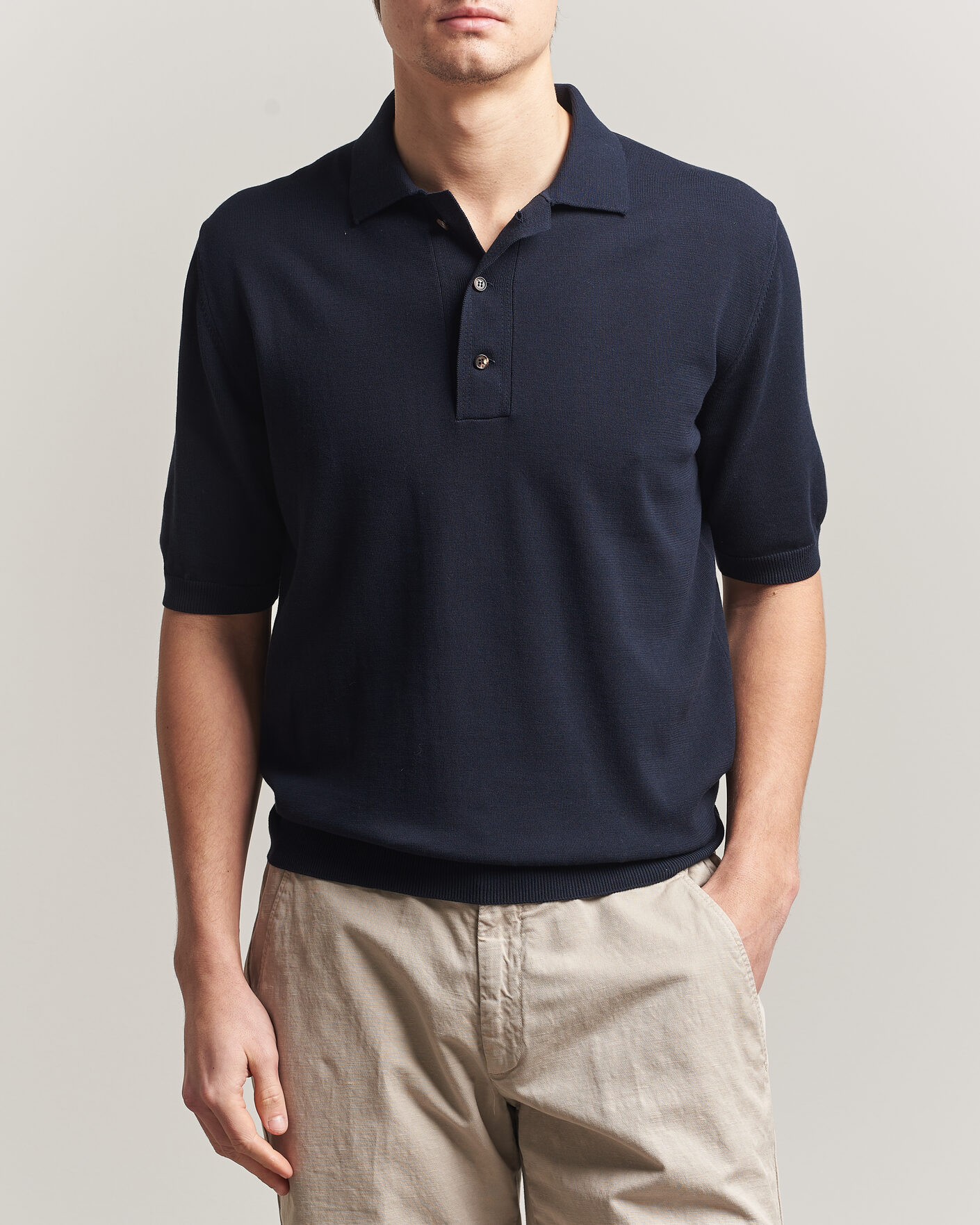 Uomini | Polo | Zanone | Knitted Cotton Polo Navy