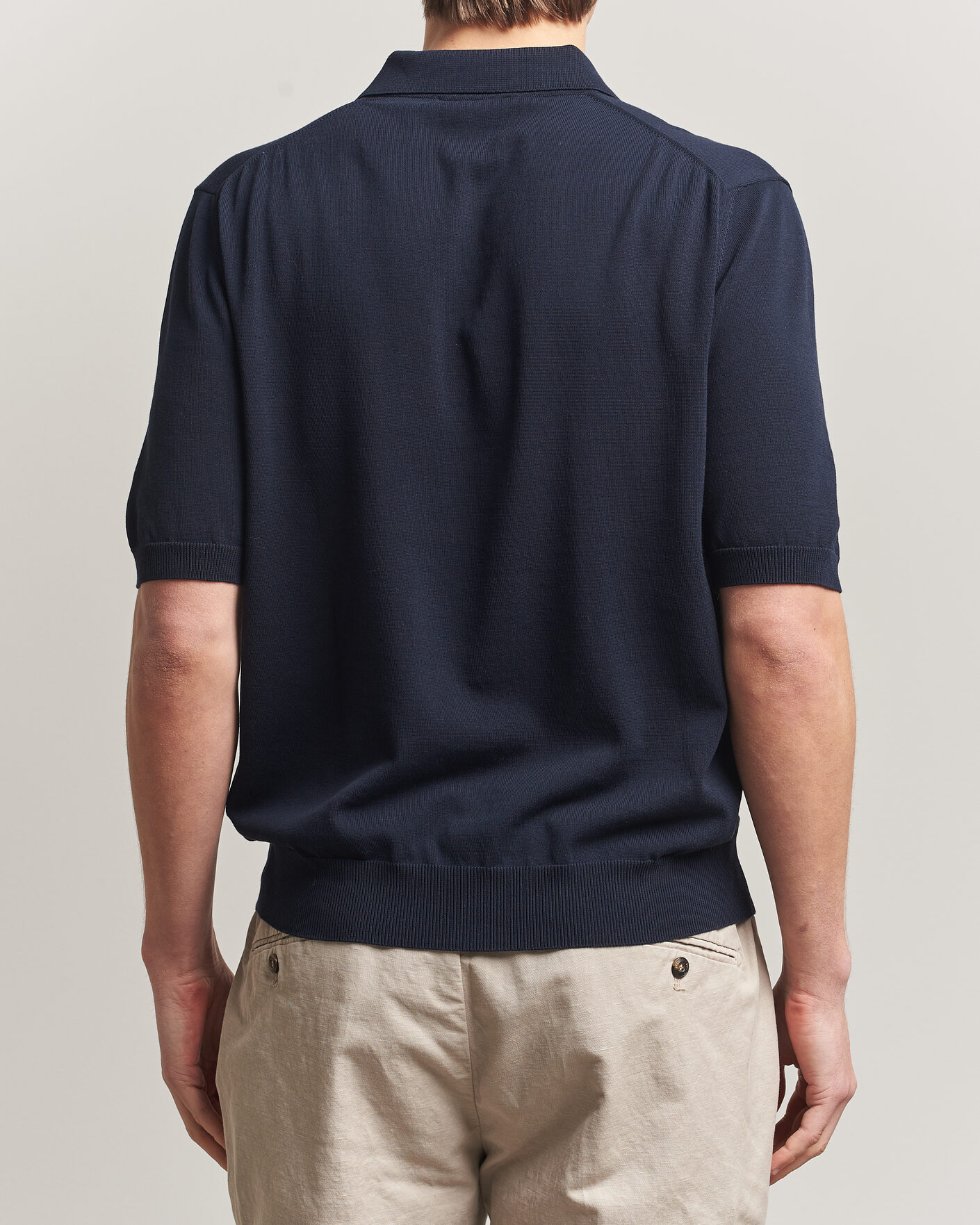 Uomini | Polo | Zanone | Knitted Cotton Polo Navy