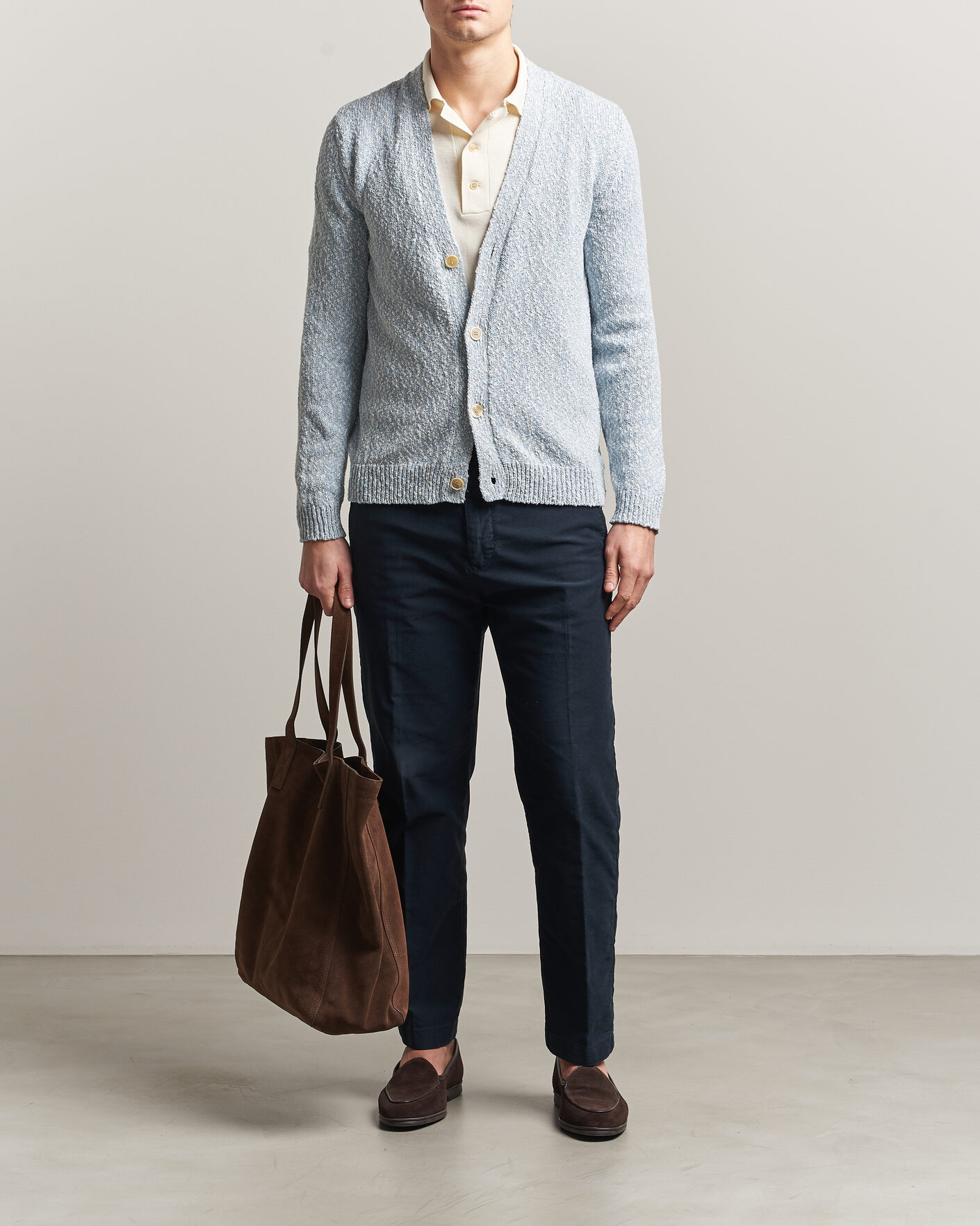 Uomini | Maglieria | Zanone | Mouline Cardigan Sky Blue