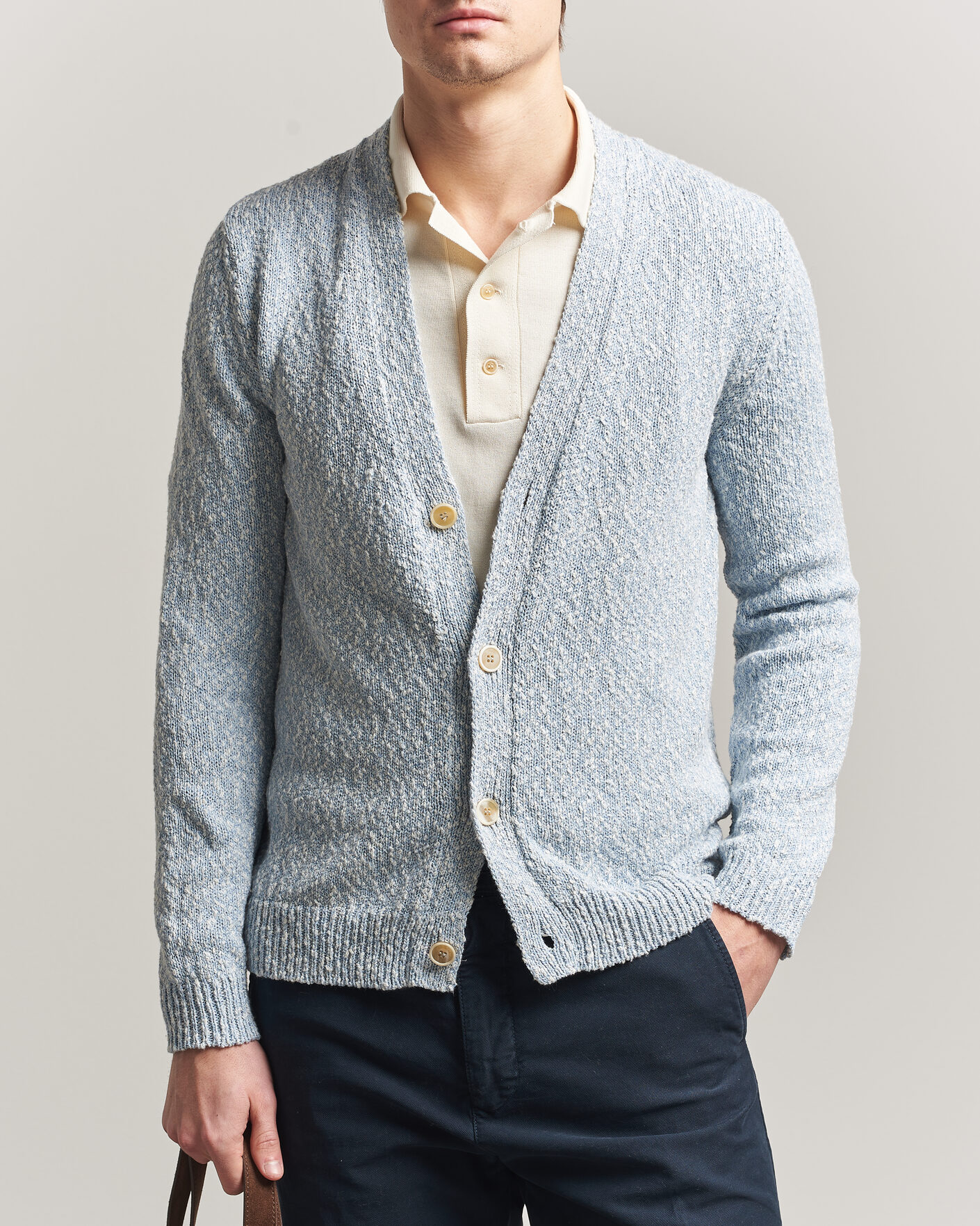 Uomini | Maglieria | Zanone | Mouline Cardigan Sky Blue