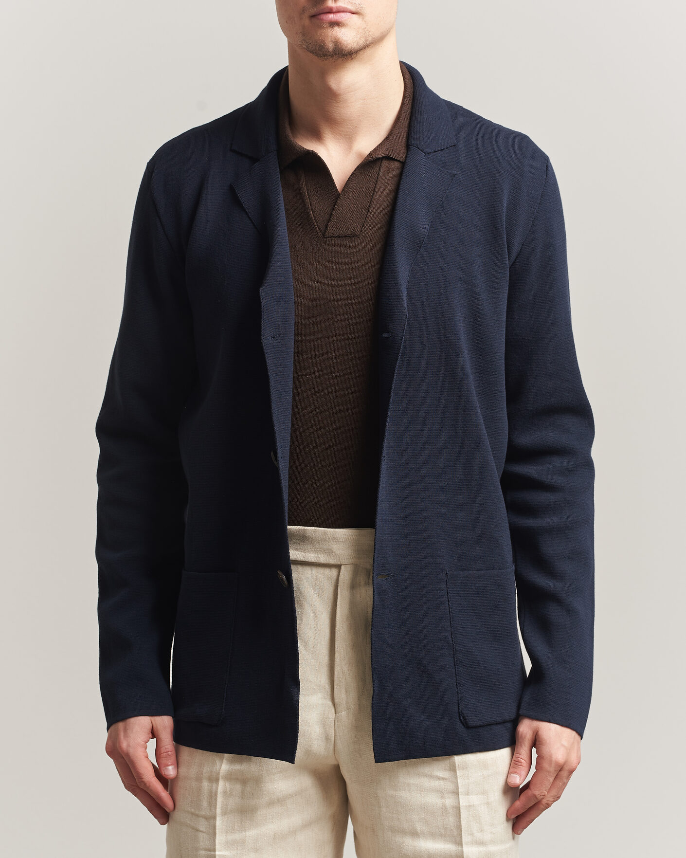 Uomini | Blazers | Zanone | Knitted Cotton Blazer Navy