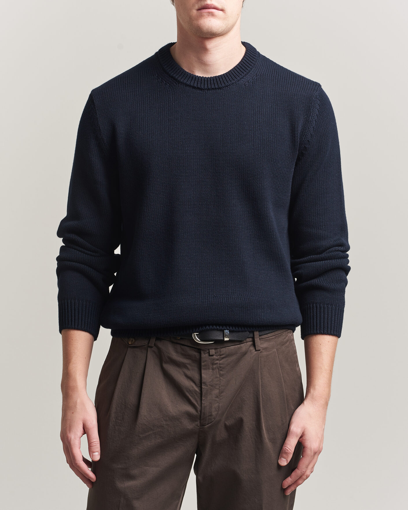 Uomini | Maglieria | Zanone | Soft Cotton Crew Neck Sweater Navy