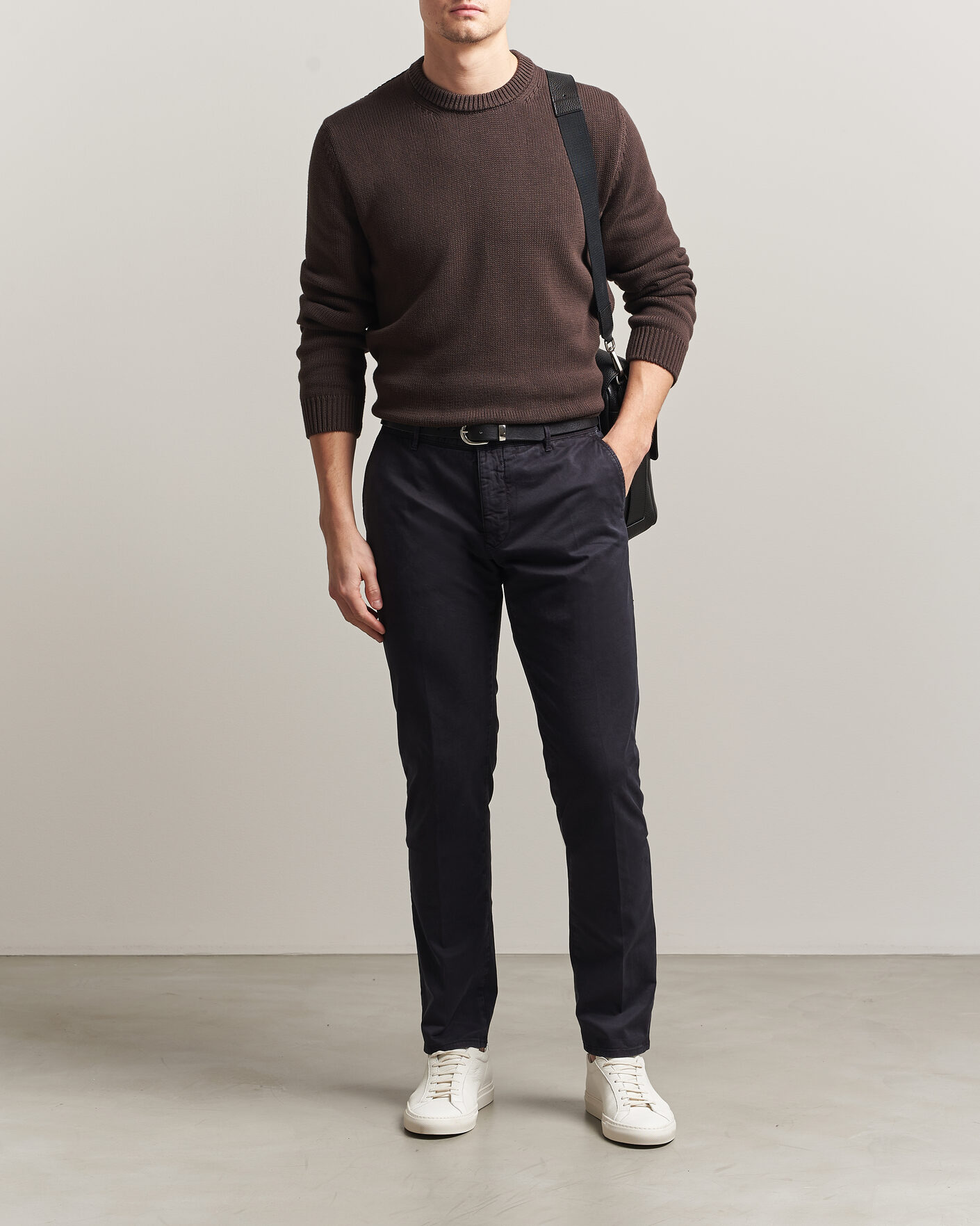Uomini | Maglieria | Zanone | Soft Cotton Crew Neck Sweater Chocolate