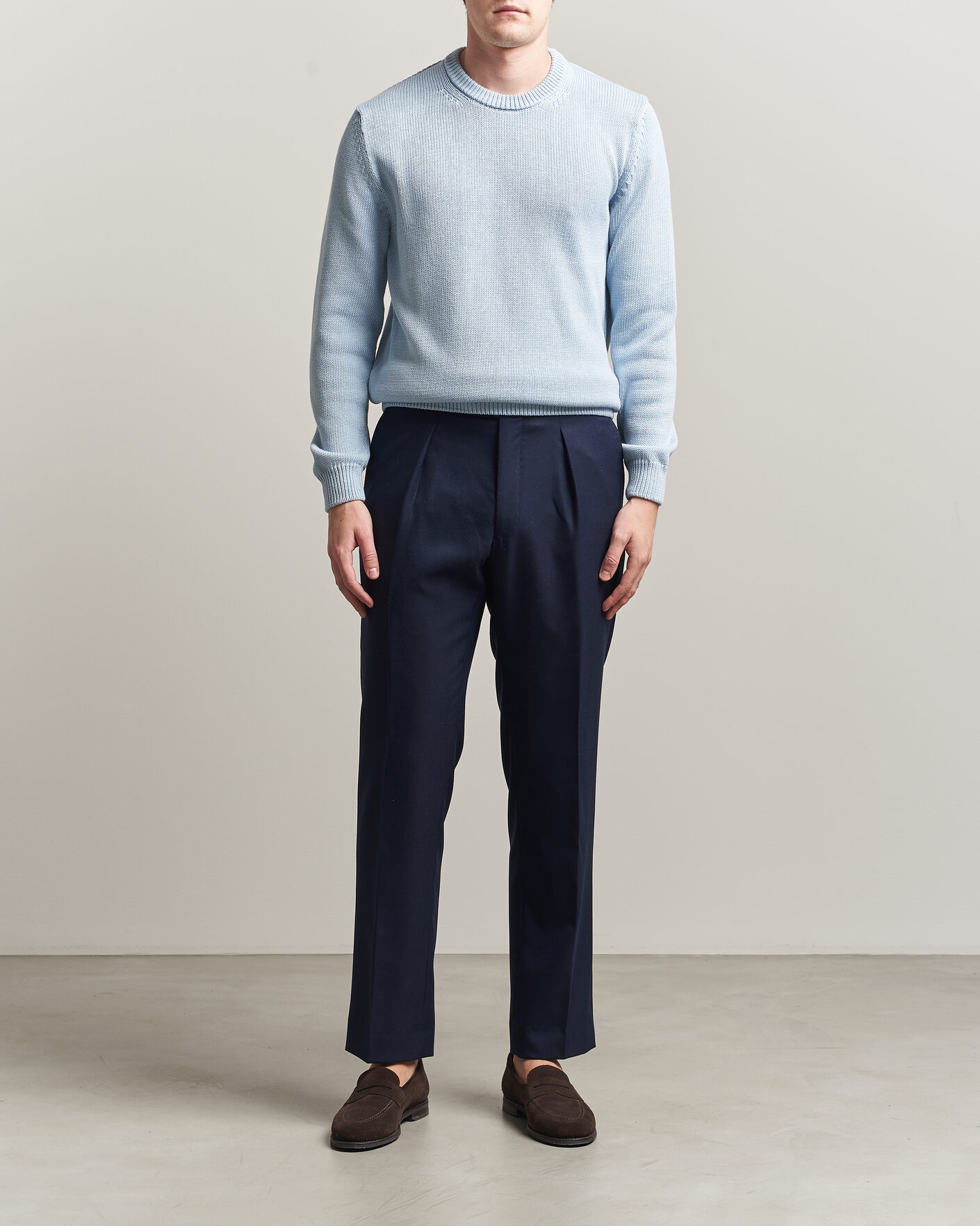 Uomini | Maglieria | Zanone | Soft Cotton Crew Neck Sweater Sky Blue