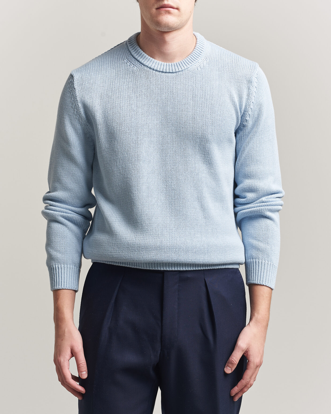 Uomini | Maglieria | Zanone | Soft Cotton Crew Neck Sweater Sky Blue