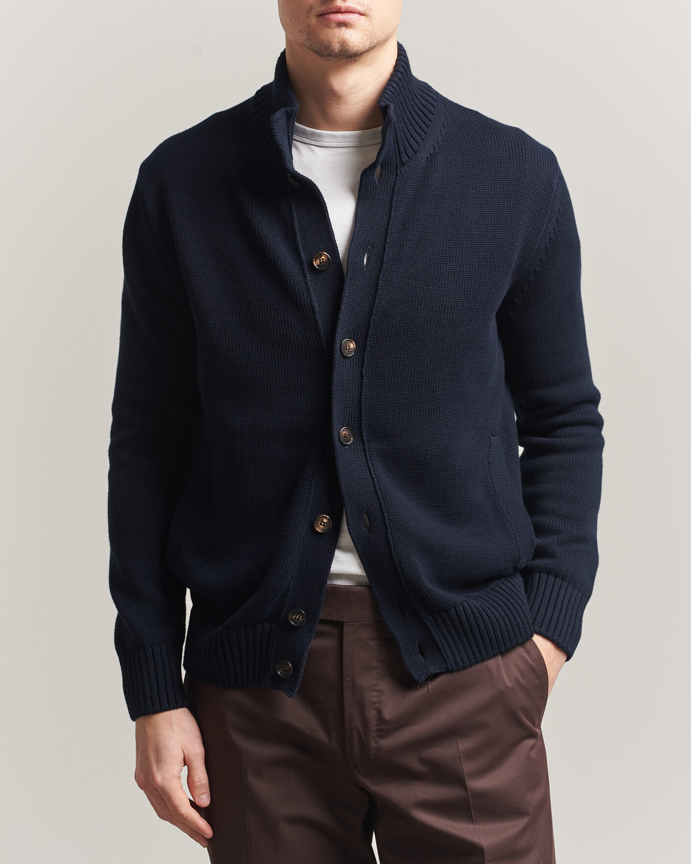 Uomini | Maglieria | Zanone | Soft Cotton Chioto Cardigan Navy