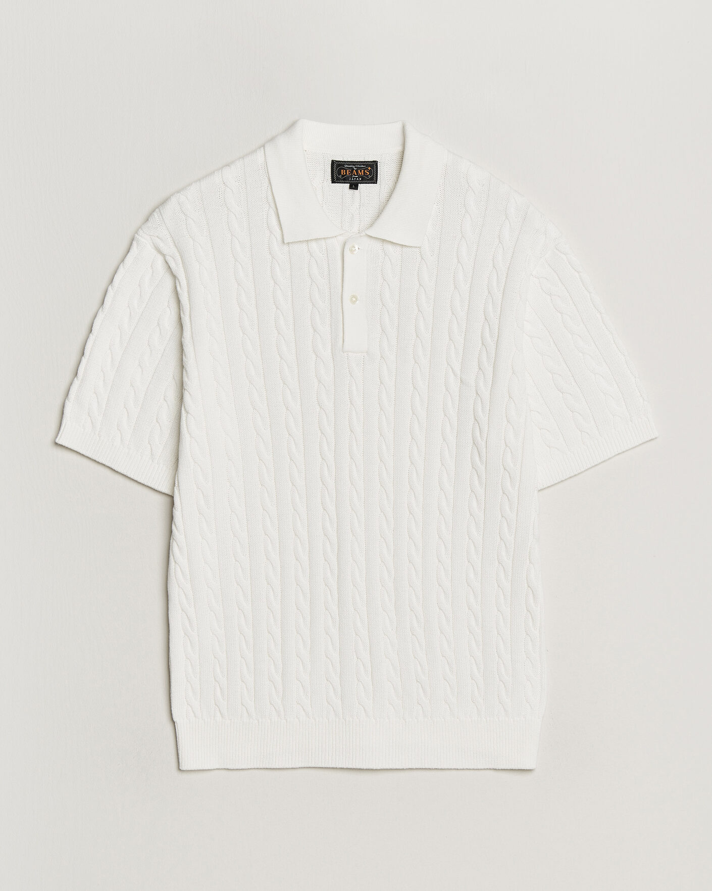 Uomini | Polo | BEAMS PLUS | Short Sleeve Cable Polo White