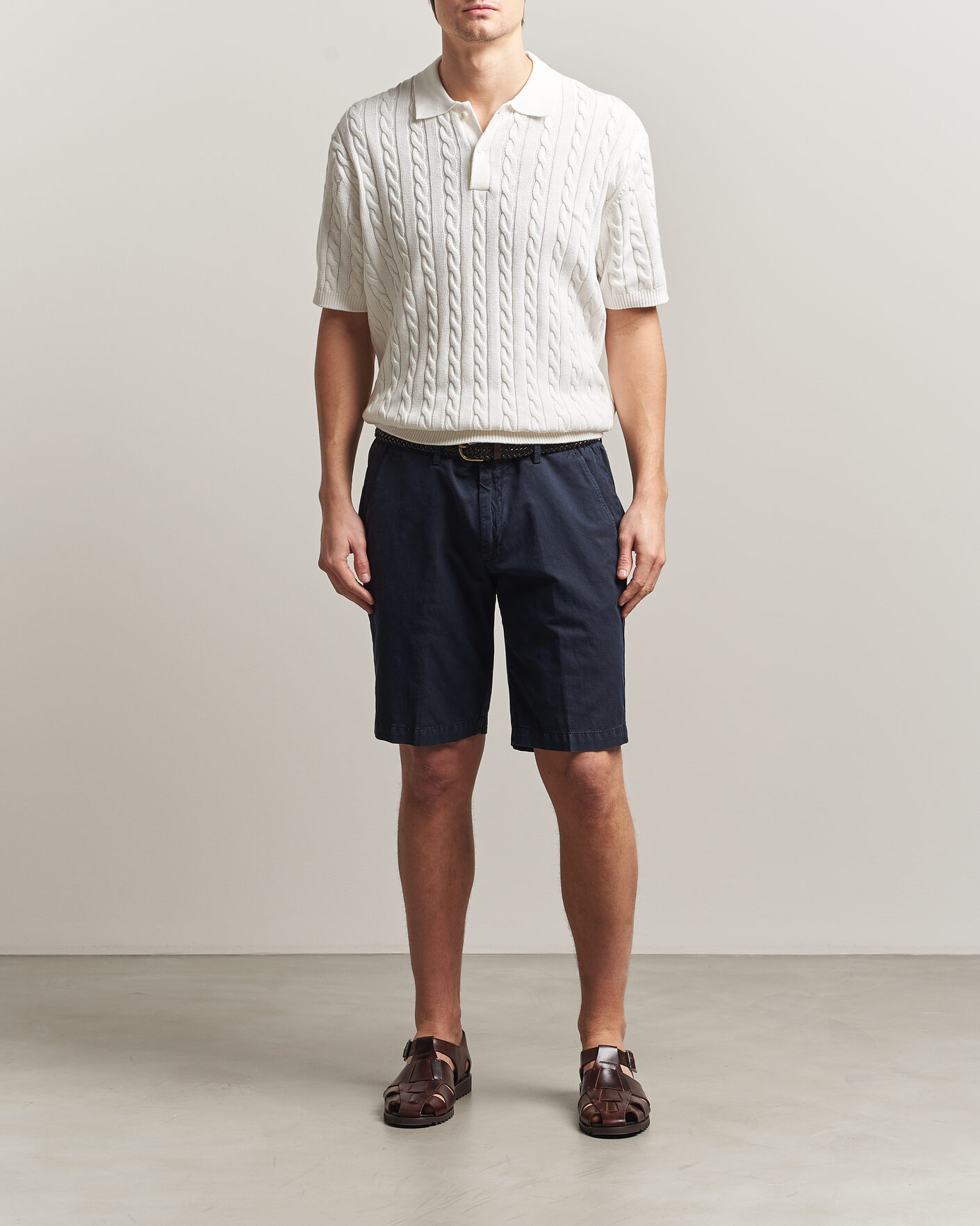 Uomini | Polo | BEAMS PLUS | Short Sleeve Cable Polo White