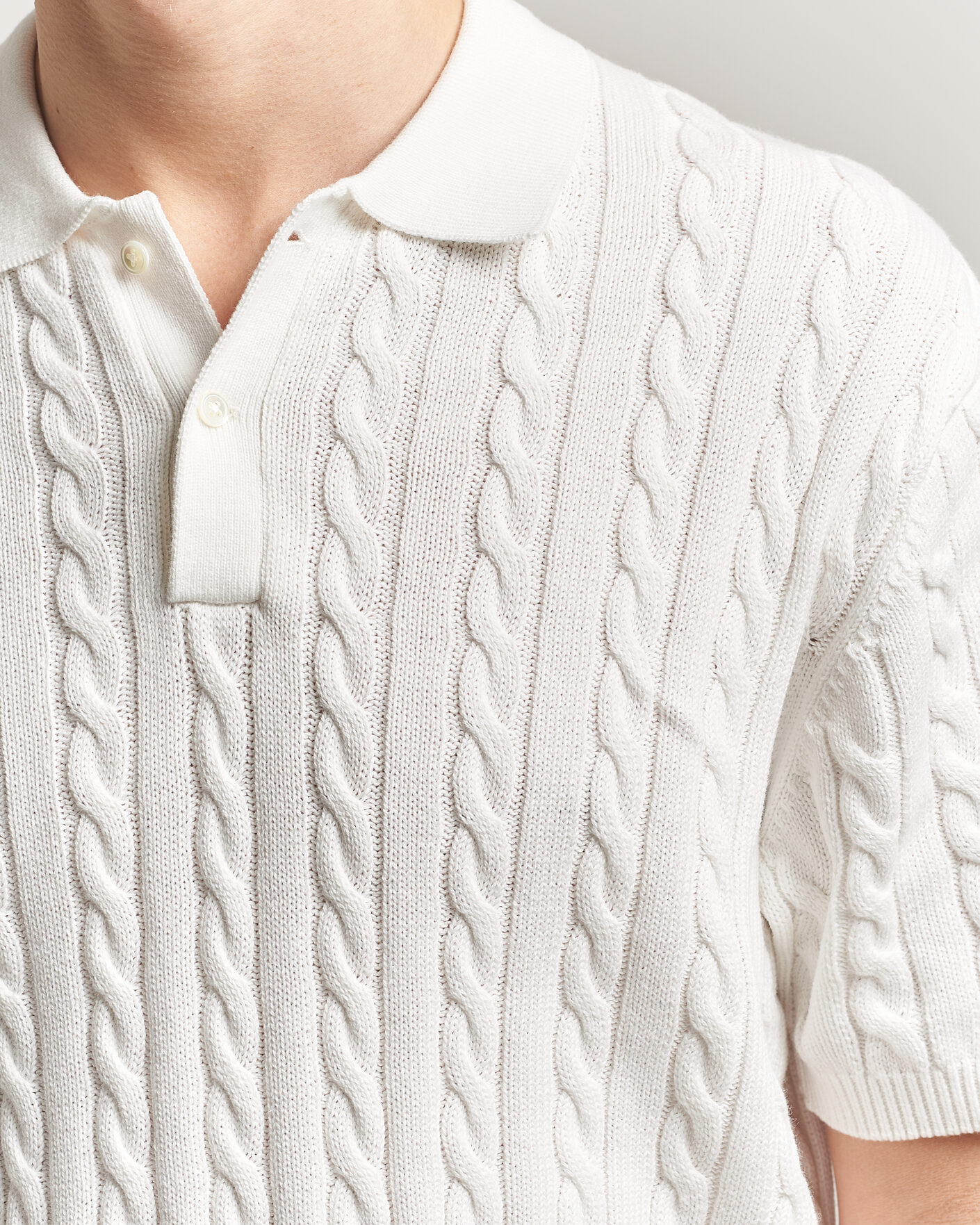 Uomini | Polo | BEAMS PLUS | Short Sleeve Cable Polo White