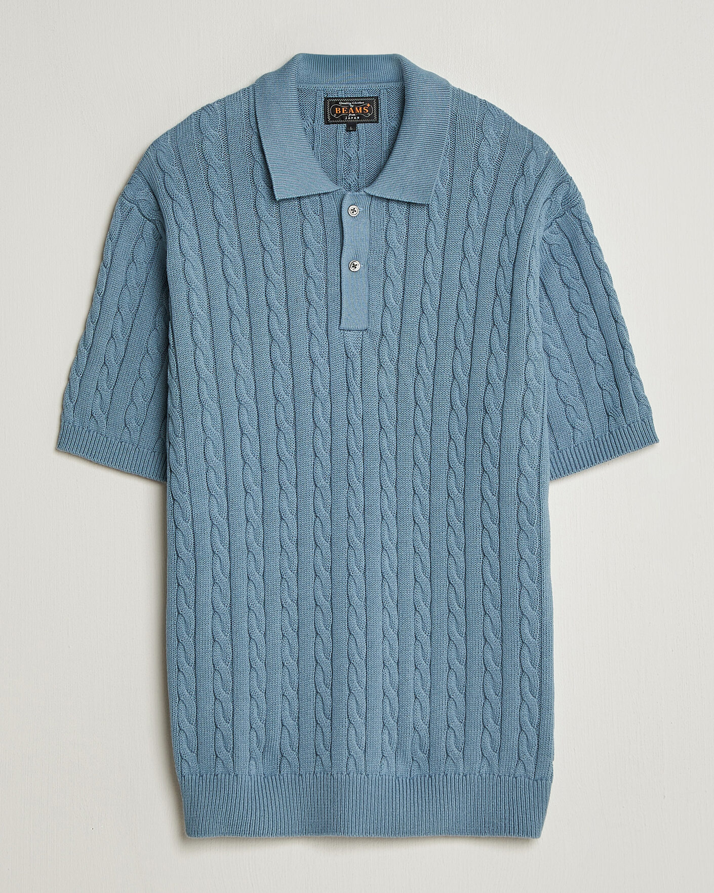 Uomini | Polo | BEAMS PLUS | Short Sleeve Cable Polo Blue 