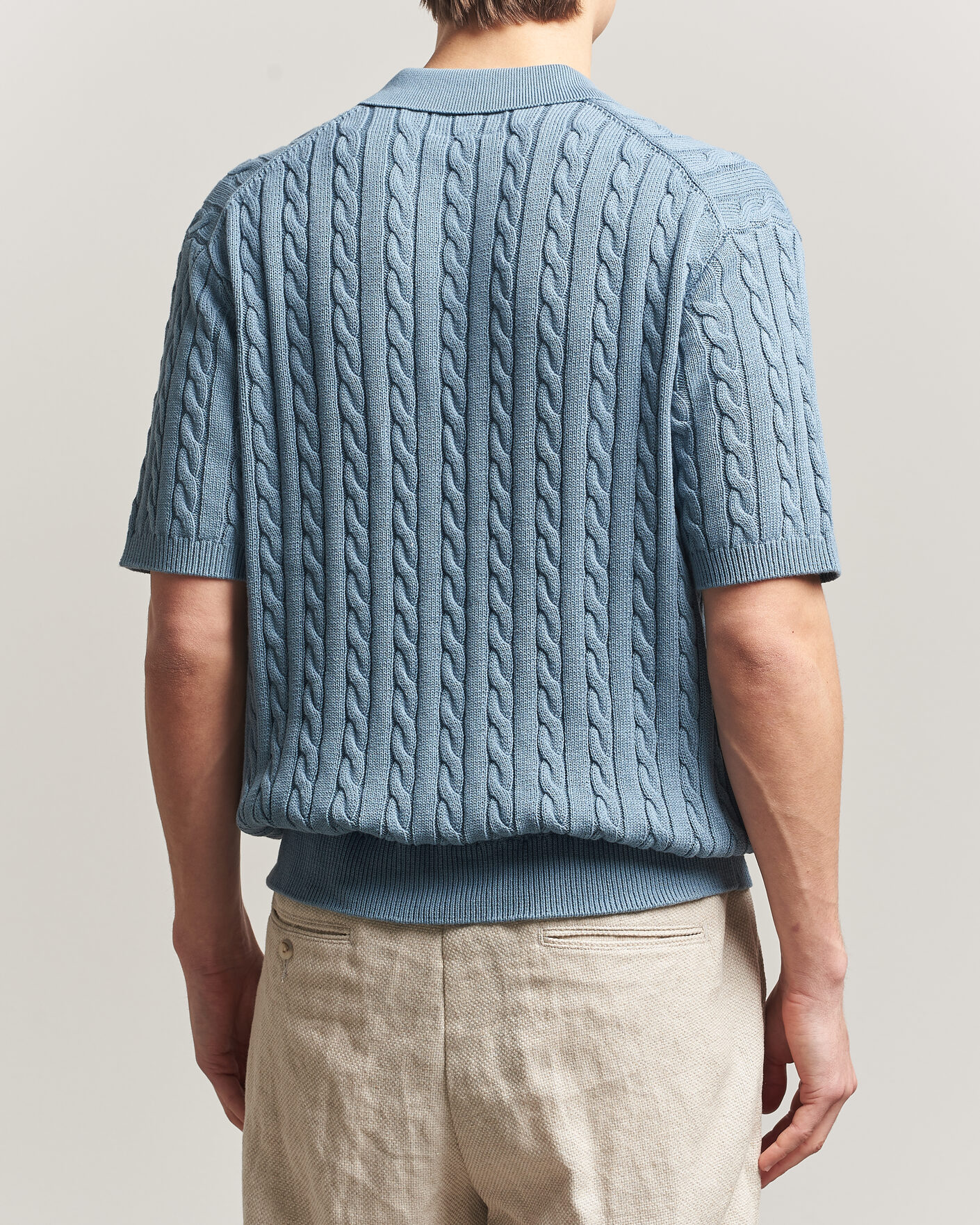 Uomini | Polo | BEAMS PLUS | Short Sleeve Cable Polo Blue